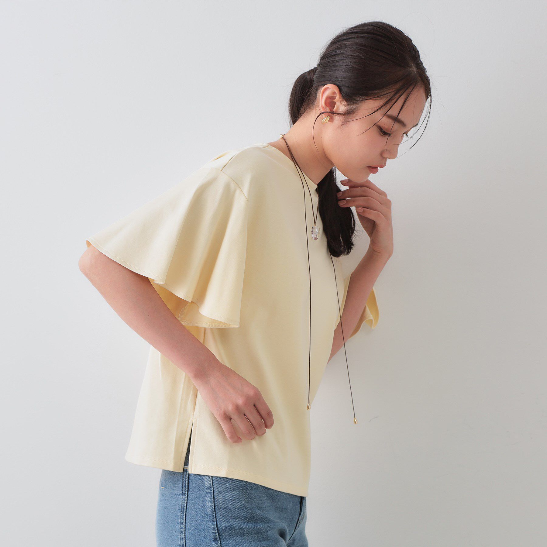 OPAQUE.CLIP「《S-LLサイズ》フレアスリーブカッソー【UV/接触冷感/洗濯機洗い可】」|Tシャツ・カットソー|