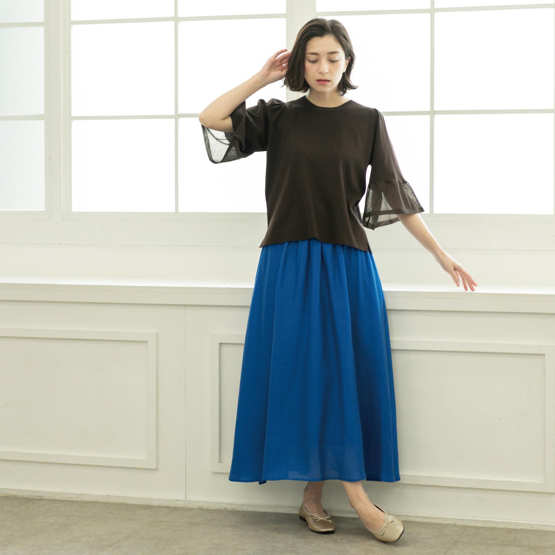 OPAQUE.CLIP「麻混シアーギャザーフレアスカート【洗濯機洗い可】」|スカート|