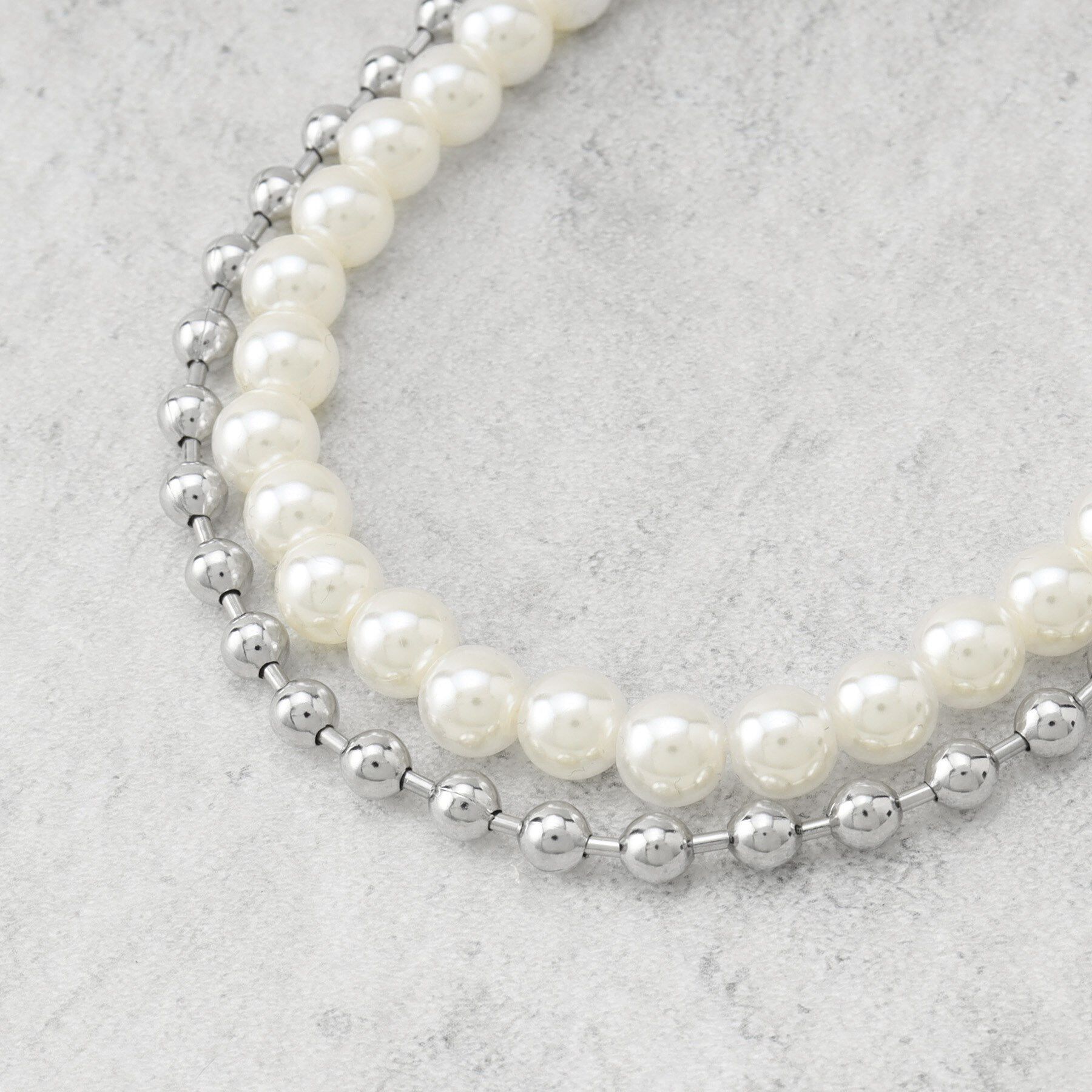 OPAQUE.CLIP「【3WAY】2連フェイクパール ショート＆ロング ネックレス」|ネックレス|