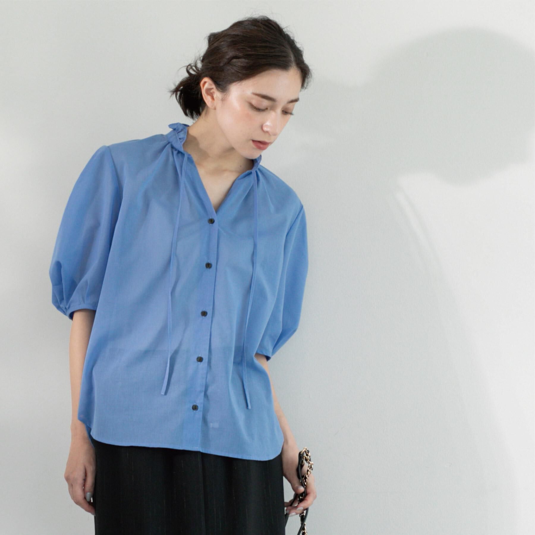 OPAQUE.CLIP「シアーフリルネックブラウス【洗濯機洗い可】」|シャツ・ブラウス|