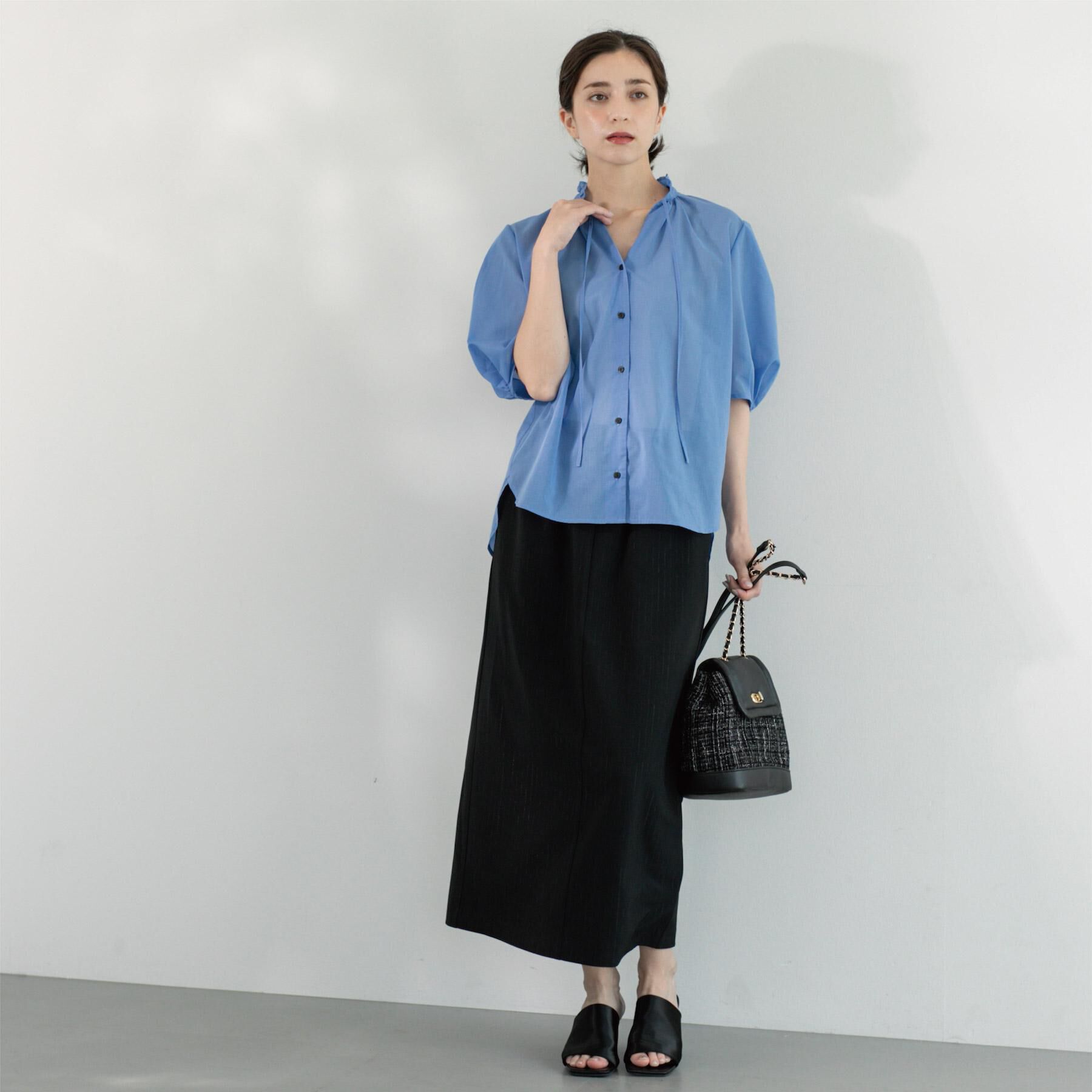 OPAQUE.CLIP「シアーフリルネックブラウス【洗濯機洗い可】」|シャツ・ブラウス|