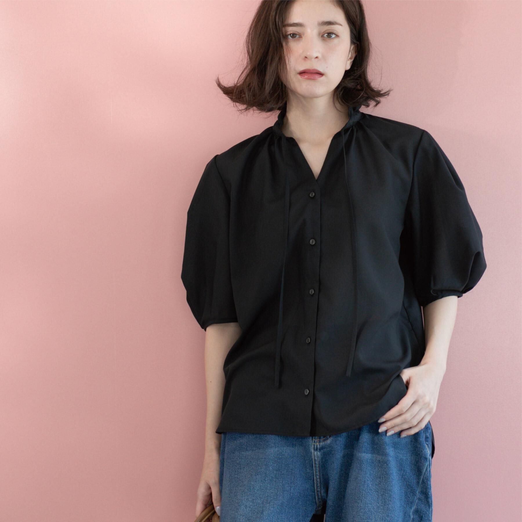 OPAQUE.CLIP「シアーフリルネックブラウス【洗濯機洗い可】」|シャツ・ブラウス|