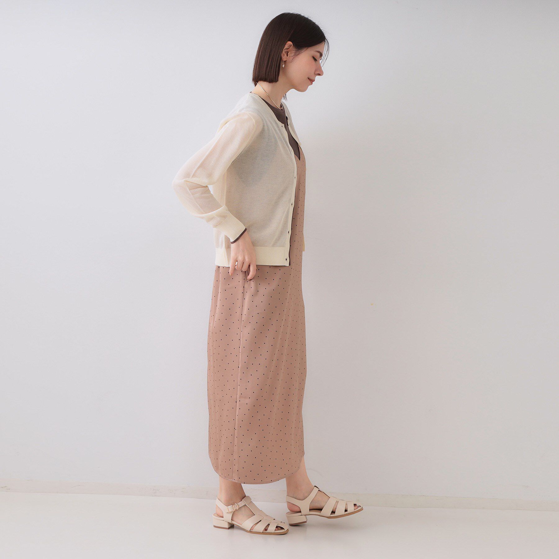 OPAQUE.CLIP「配色シアークルーニットカーディガン【洗濯機洗い可/抗ピル】」|カーディガン|