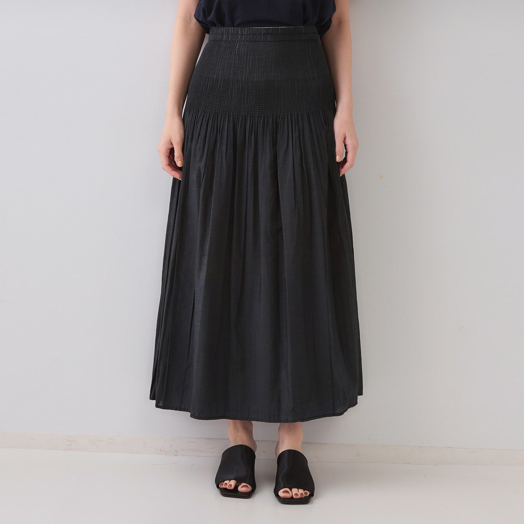 OPAQUE.CLIP「シャーリングフレアスカート/リバーシブル着用可【洗濯機洗い可】」|スカート|