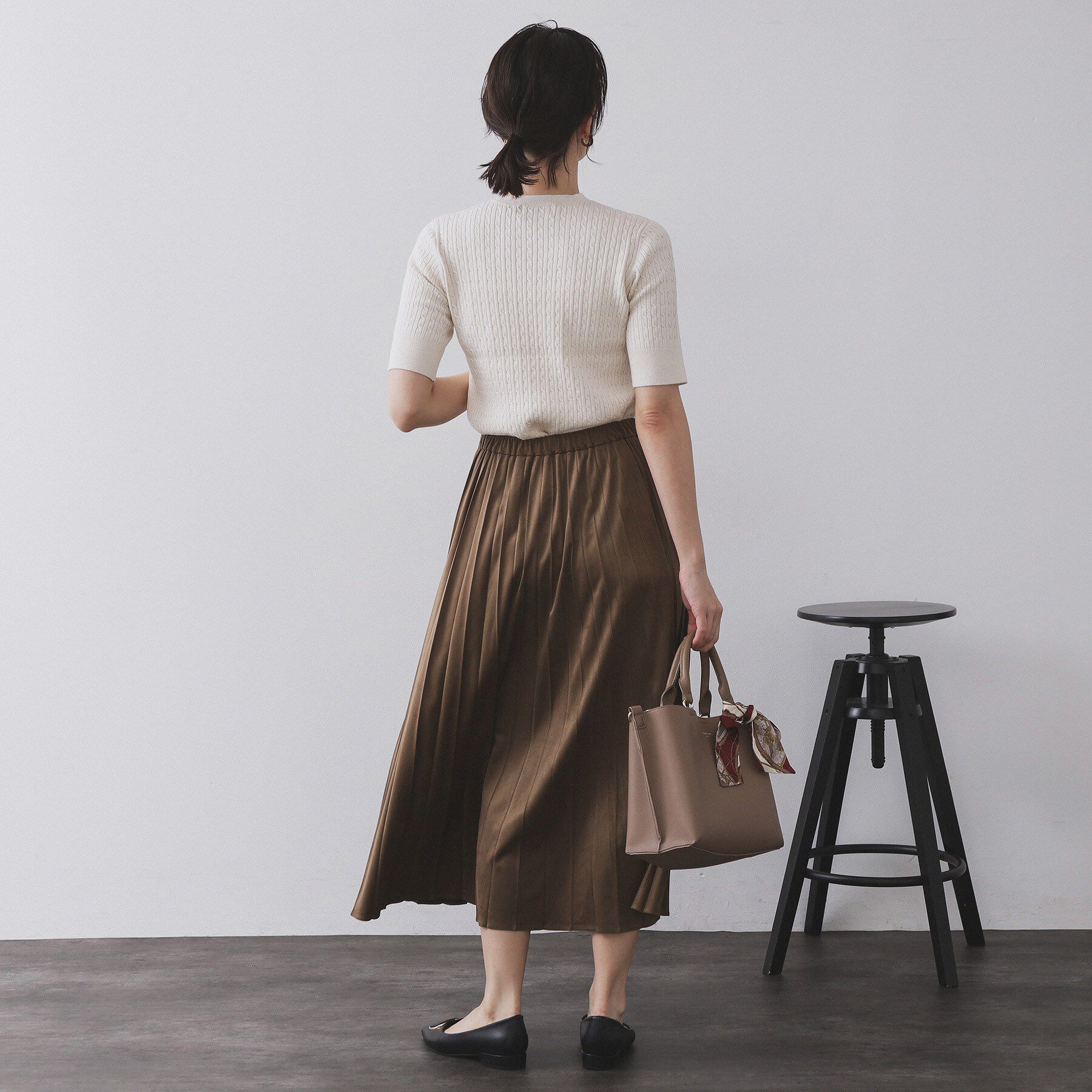 OPAQUE.CLIP「ケーブルハーフスリーブニット【UVケア/洗濯機OK】《6col/S～LL》」|ニット・セーター|