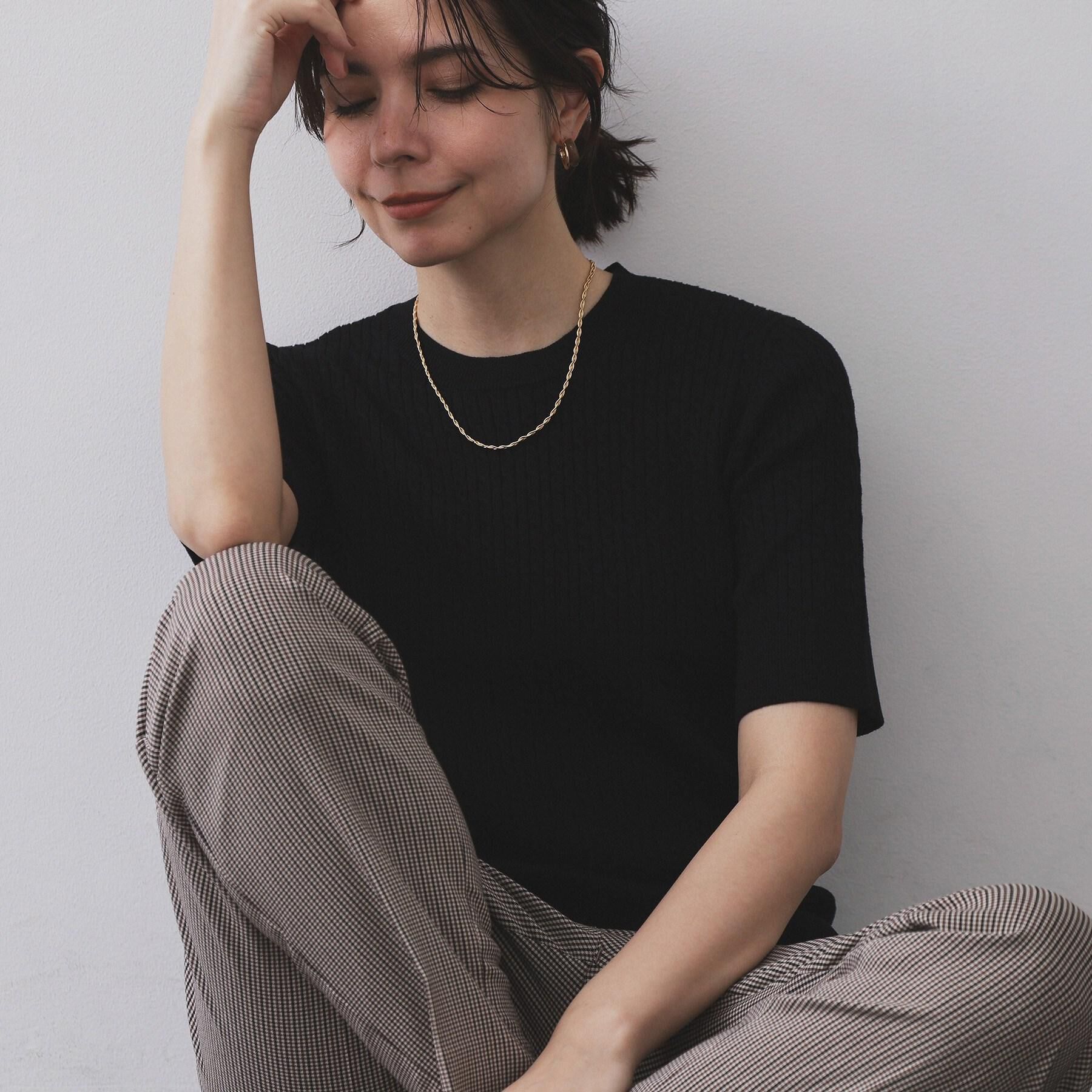 OPAQUE.CLIP「ケーブルハーフスリーブニット【UVケア/洗濯機OK】《6col/S～LL》」|ニット・セーター|