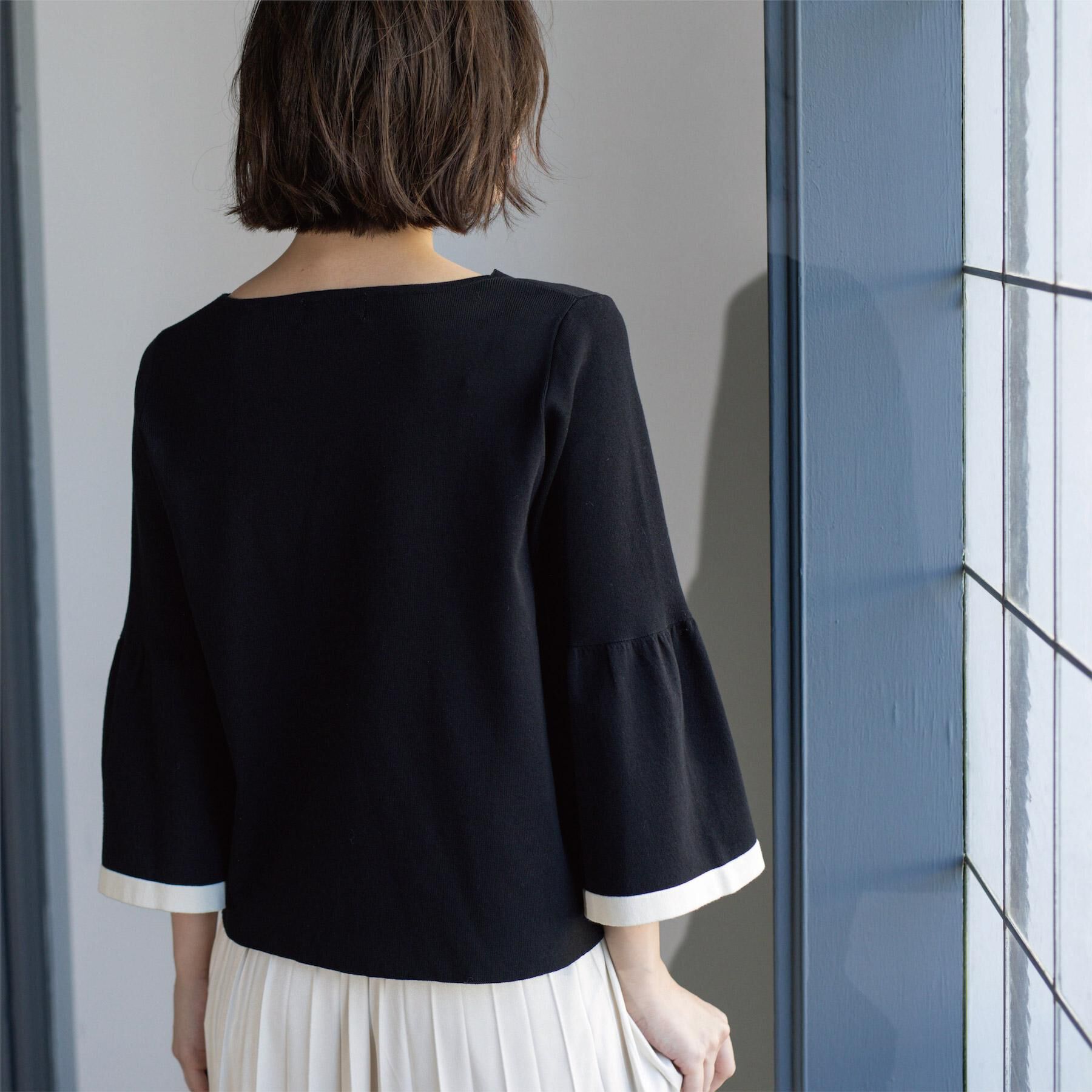 OPAQUE.CLIP「配色フレアスリーブニット【UVケア/洗濯機OK】」|ニット・セーター|