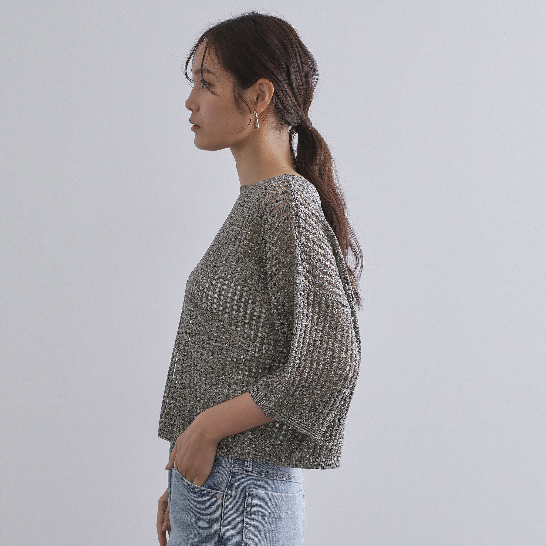 OPAQUE.CLIP「2WAY ラメメッシュニット【洗濯機洗い可/抗ピル】」|ニット・セーター|