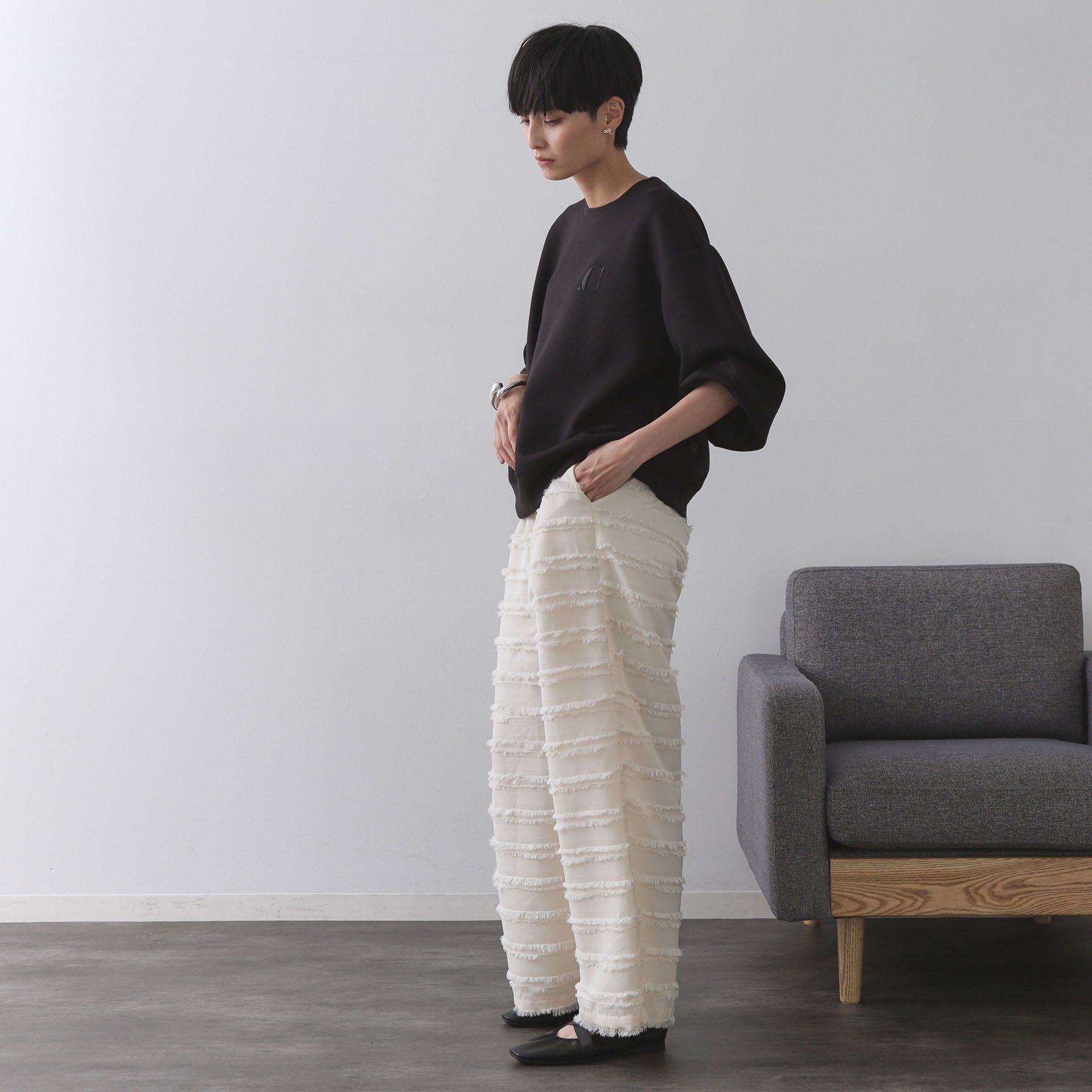 OPAQUE.CLIP「ワンポイント刺繍ダンボールトップス【UVケア/洗濯機洗い可】」|Tシャツ・カットソー|