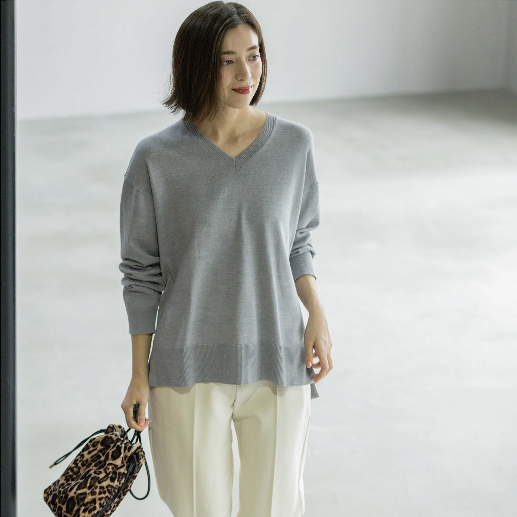 OPAQUE.CLIP「Vネックニット/エクストラファインメリノウール【THEシリーズ/洗濯機OK】」|ニット・セーター|