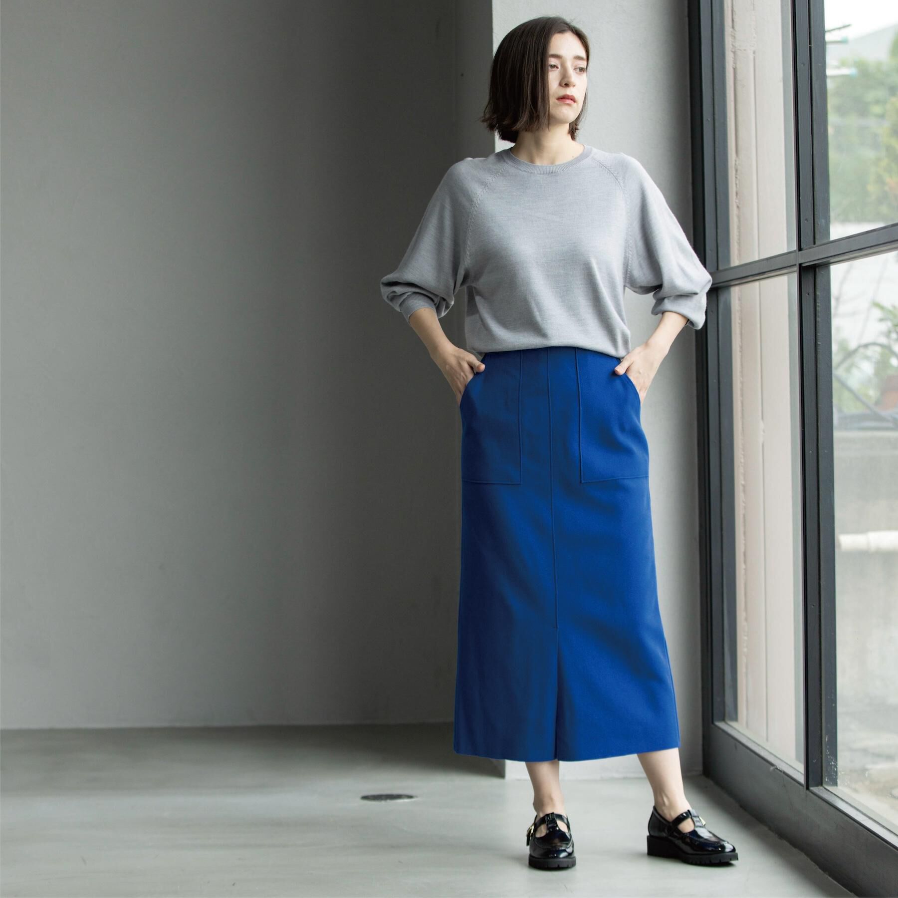 OPAQUE.CLIP「ラグランクルーネックニット/エクストラファインメリノウール【THEシリーズ/洗濯機OK】《6col/」|ニット・セーター|