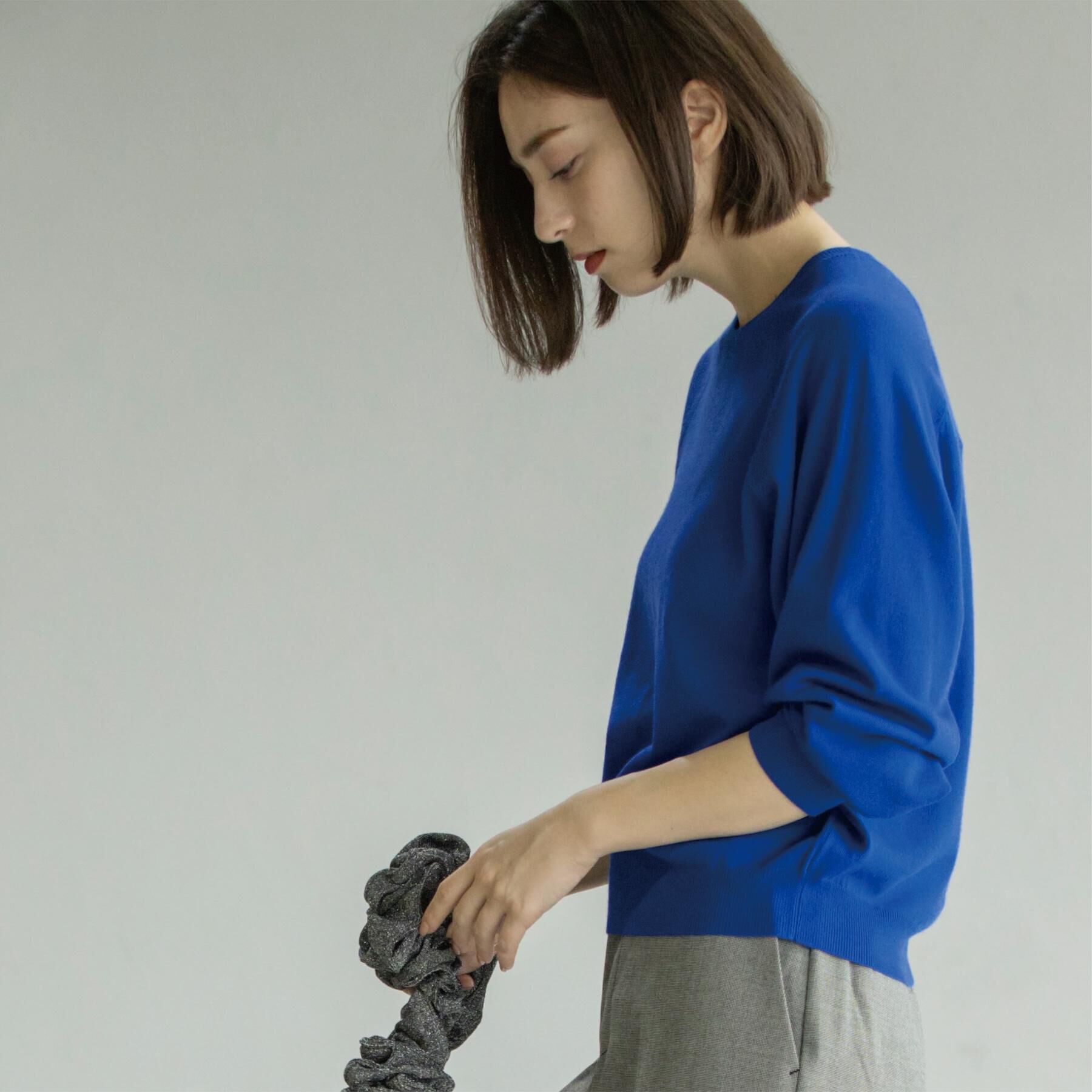 OPAQUE.CLIP「ラグランクルーネックニット/エクストラファインメリノウール【THEシリーズ/洗濯機OK】《6col/」|ニット・セーター|