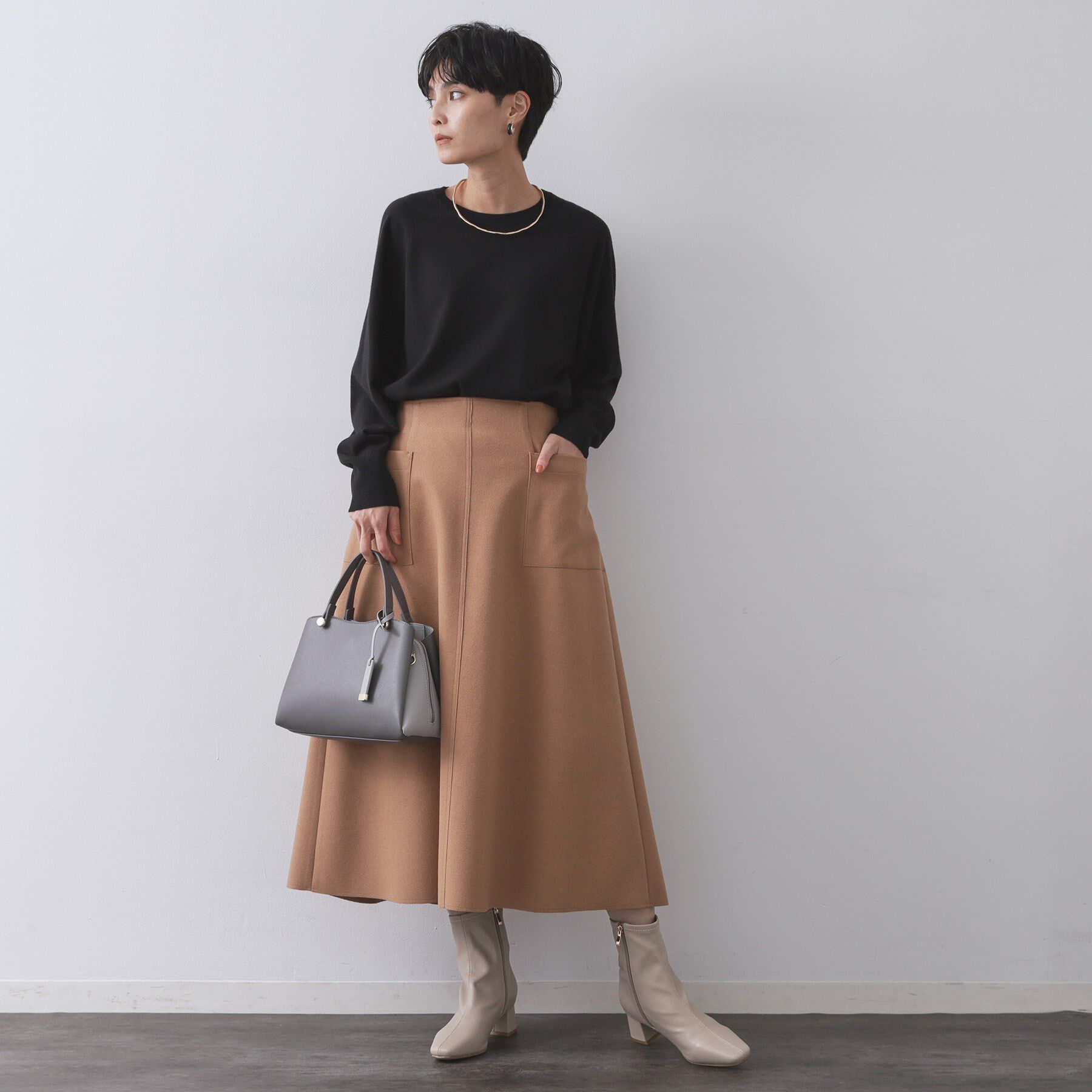 OPAQUE.CLIP「ラグランクルーネックニット/エクストラファインメリノウール【THEシリーズ/洗濯機OK】《6col/」|ニット・セーター|