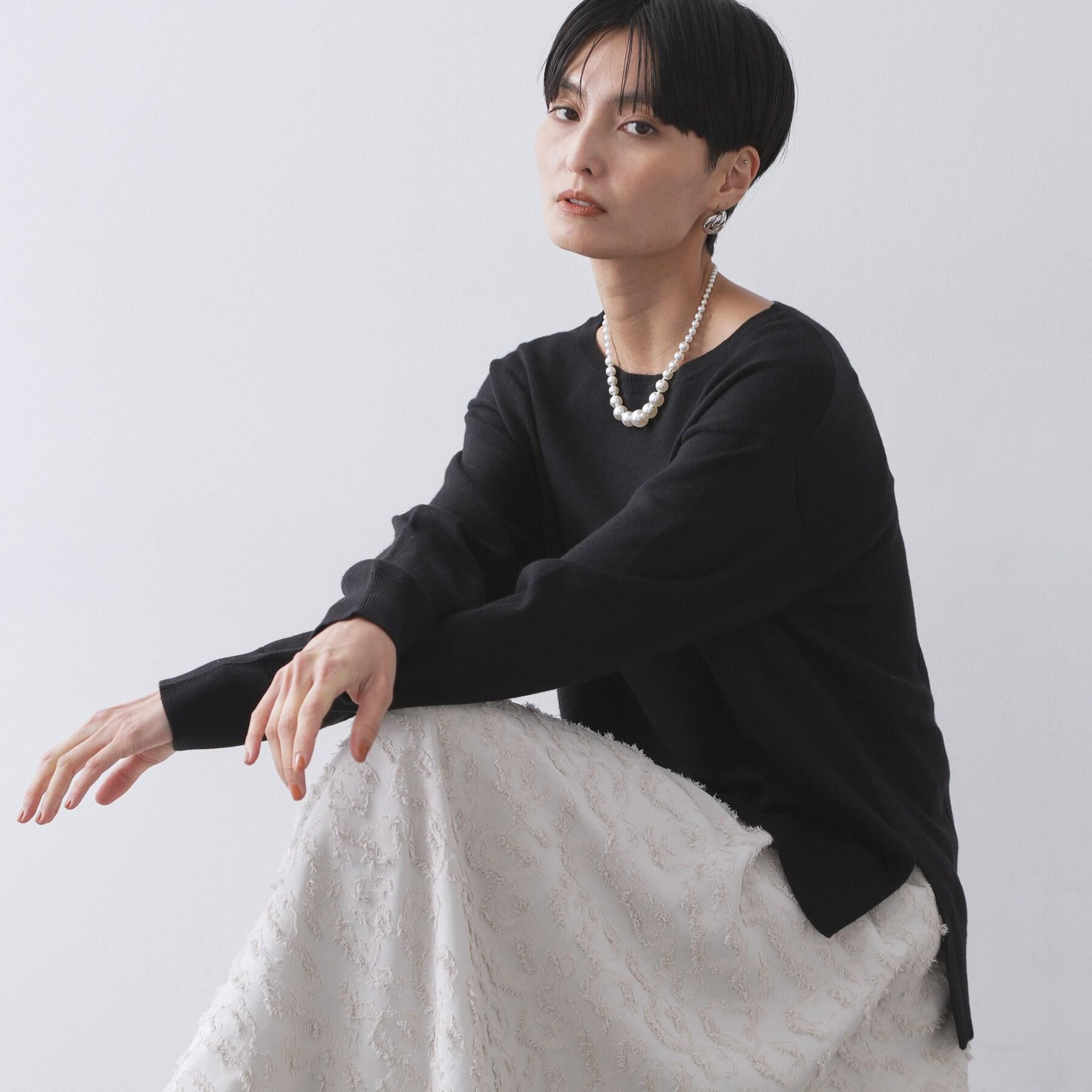 OPAQUE.CLIP「ボートネックニット/エクストラファインメリノウール【THEシリーズ/洗濯機OK】」|ニット・セーター|