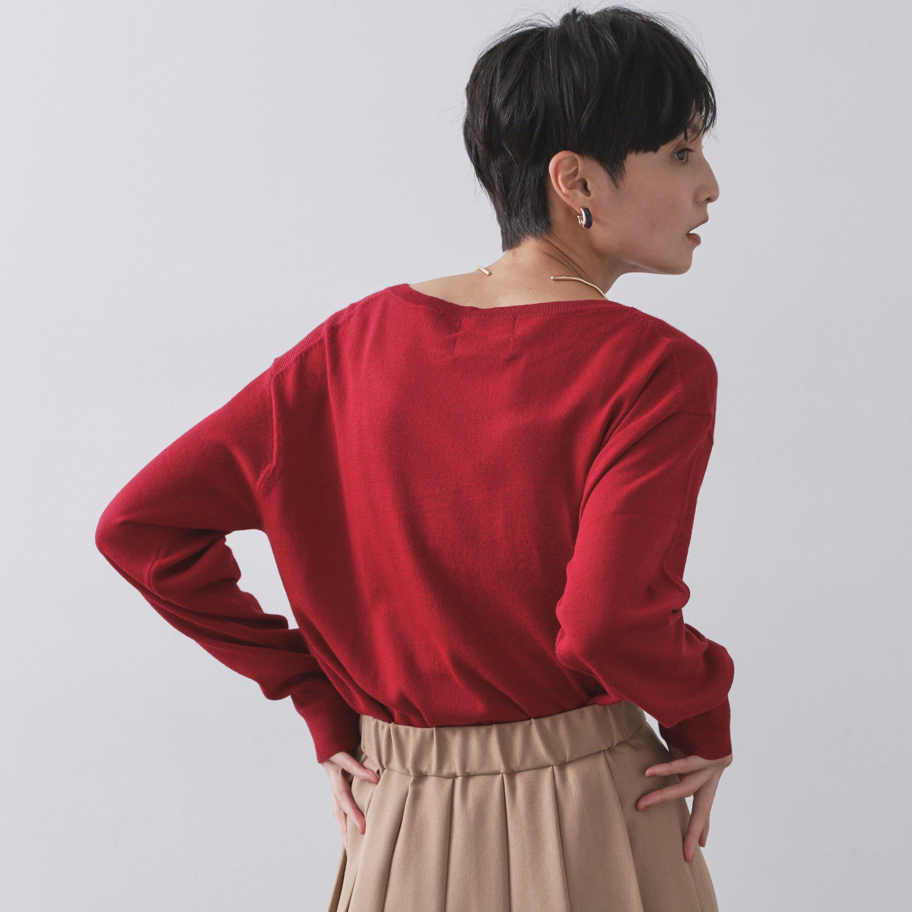 OPAQUE.CLIP「ボートネックニット/エクストラファインメリノウール【THEシリーズ/洗濯機OK】」|ニット・セーター|