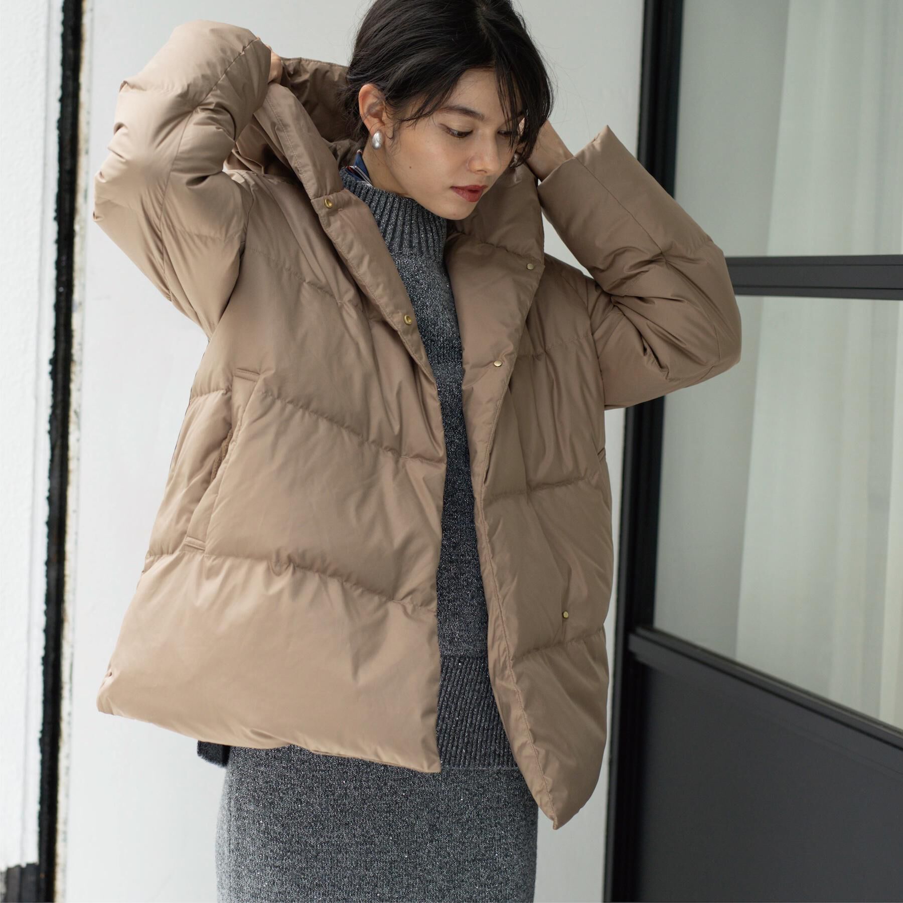 OPAQUE.CLIP「撥水フードミドルダウンコート【防風/抗菌防臭/洗濯機OK】《S～LL》」|ダウン|