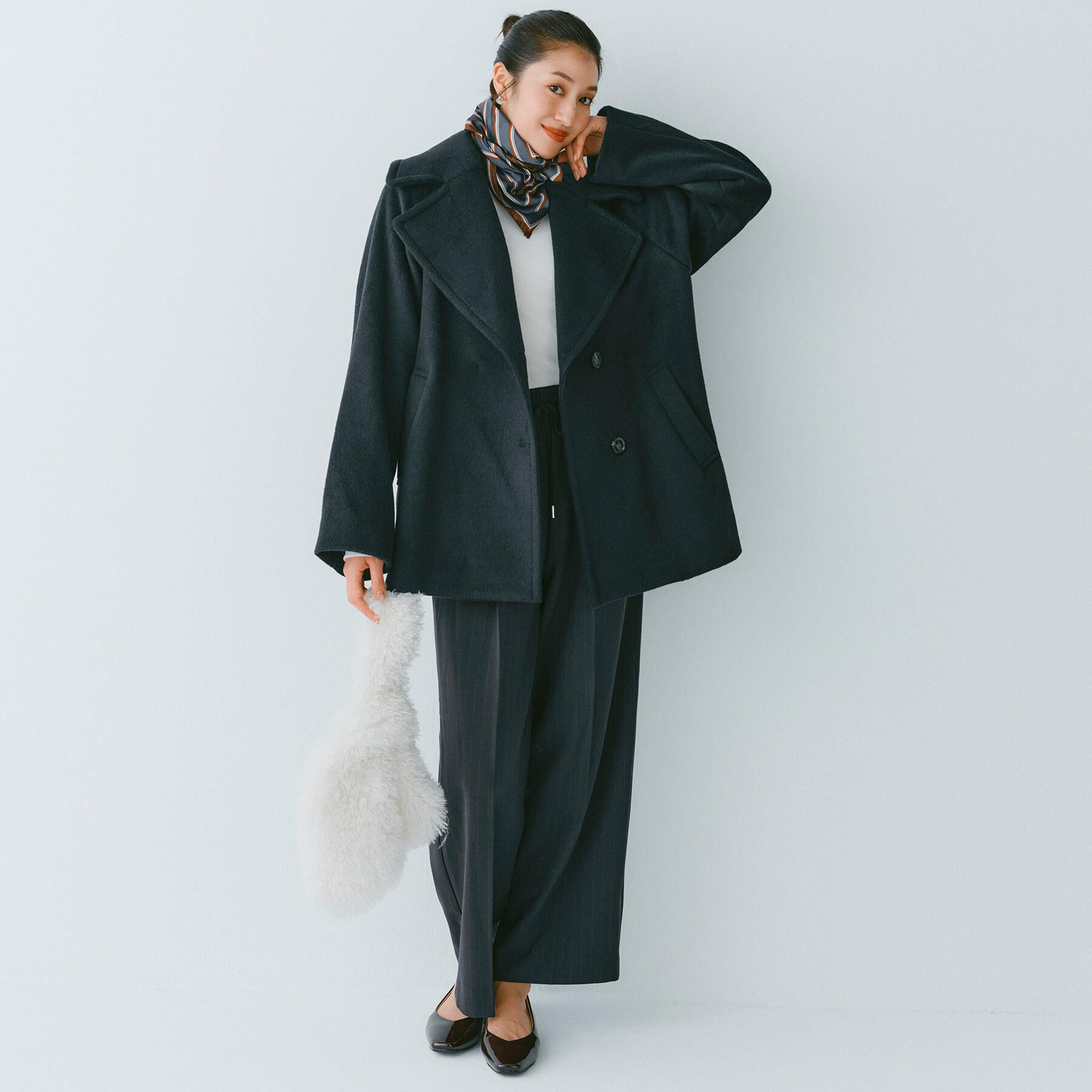 OPAQUE.CLIP「カシミヤブレンドウールミドルピーコート」|ピーコート|