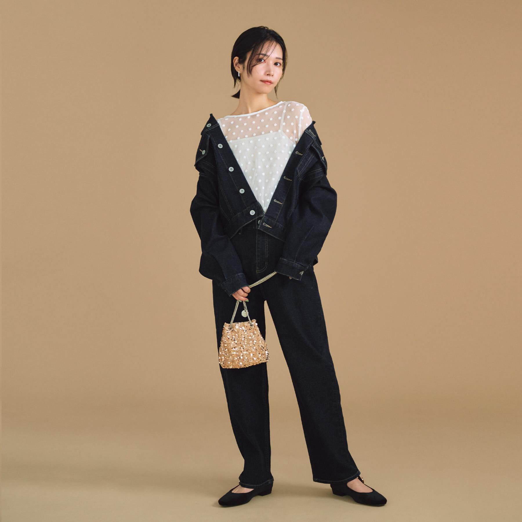 OPAQUE.CLIP「ストレッチデニムジャケット/オーガニックコットン混【洗濯機洗い可】」|デニムジャケット|