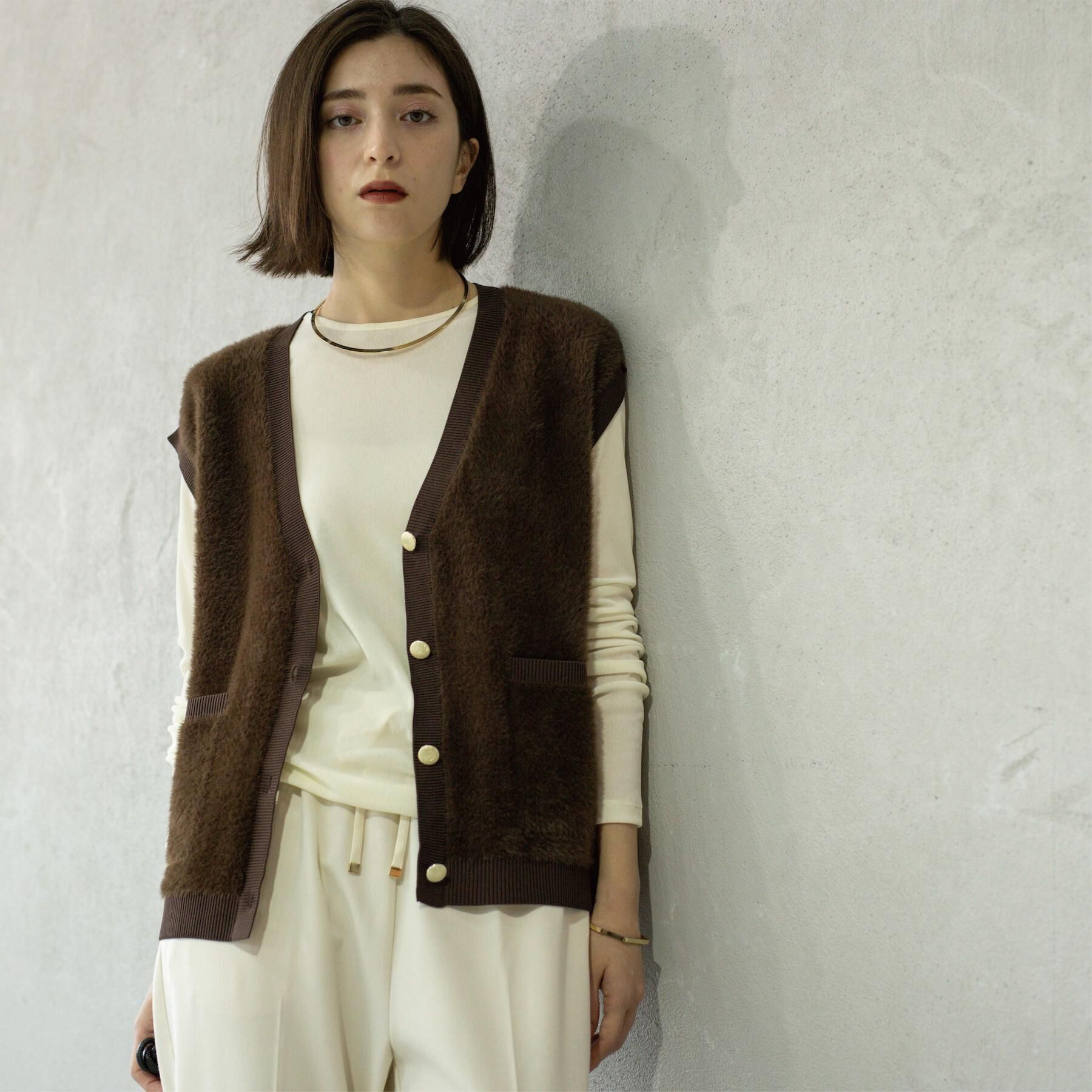 OPAQUE.CLIP「フェザーヤーンニットベスト【洗濯機OK/抗ピル】」|ニット・セーター|