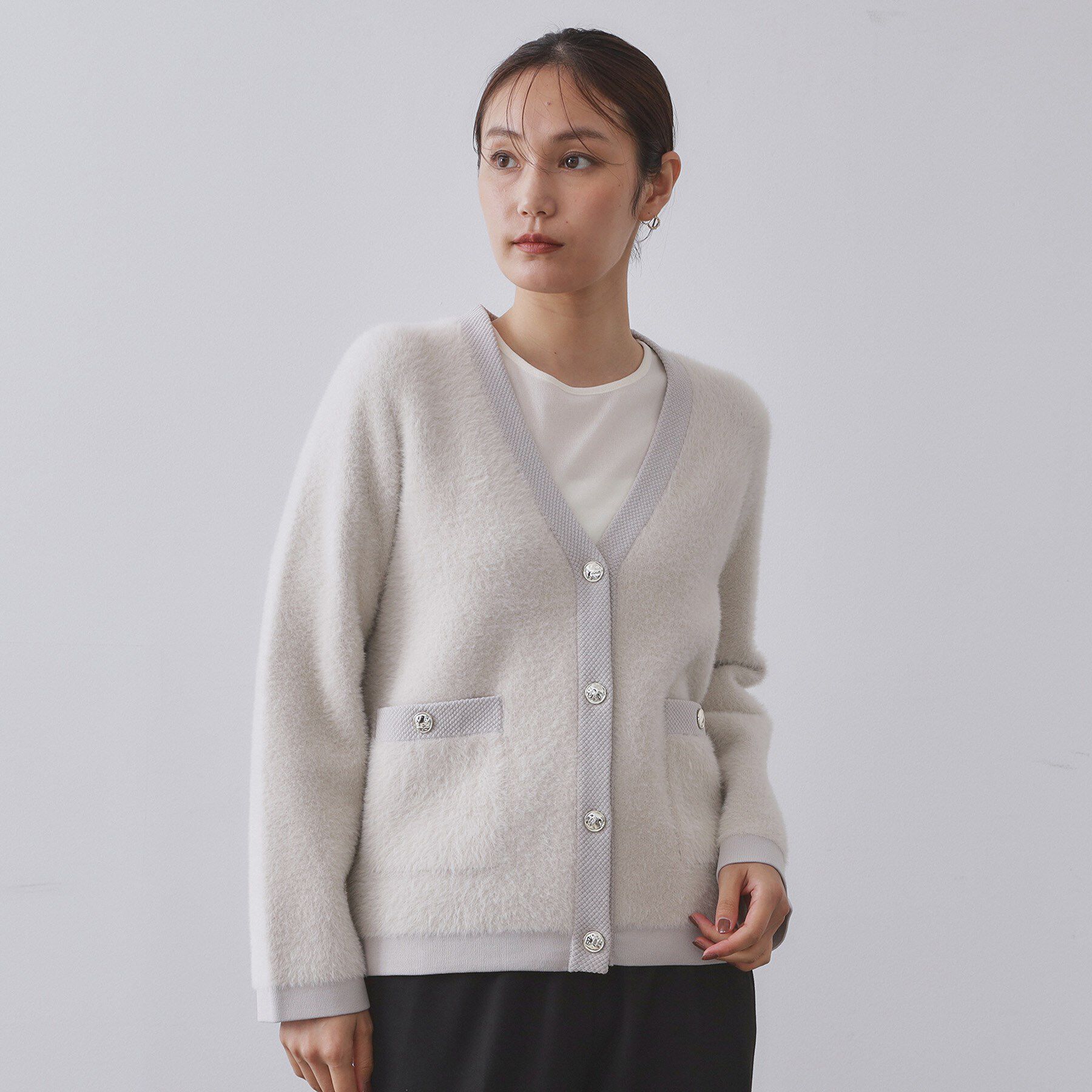 OPAQUE.CLIP「フェザーヤーンカーディガン【洗濯機OK/抗ピル】」|カーディガン|