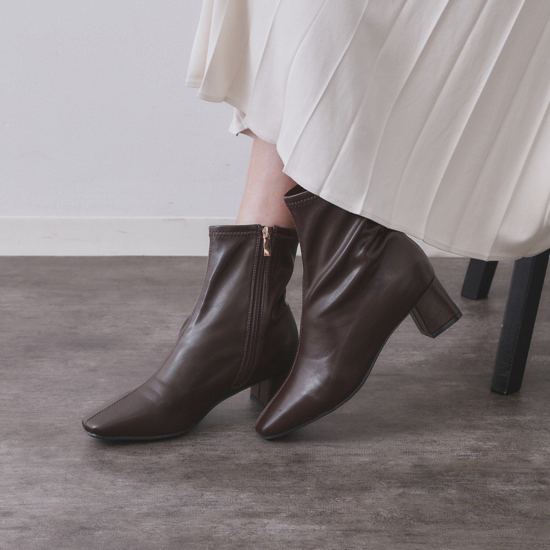 OPAQUE.CLIP「ベーシックショートブーツ【THEシリーズ/抗菌防臭加工】」|ショートブーツ|ブラウン(044)