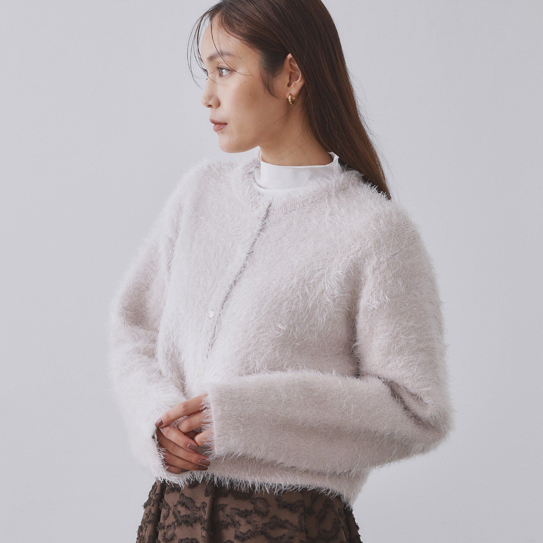 OPAQUE.CLIP「シャギーショートカーディガン【洗濯機OK】《6col》」|カーディガン|