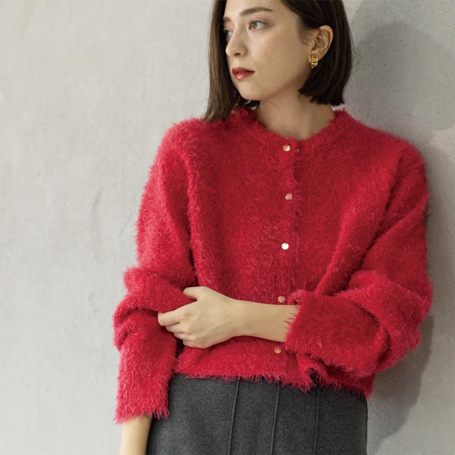 OPAQUE.CLIP「シャギーショートカーディガン【洗濯機OK】《6col》」|カーディガン|