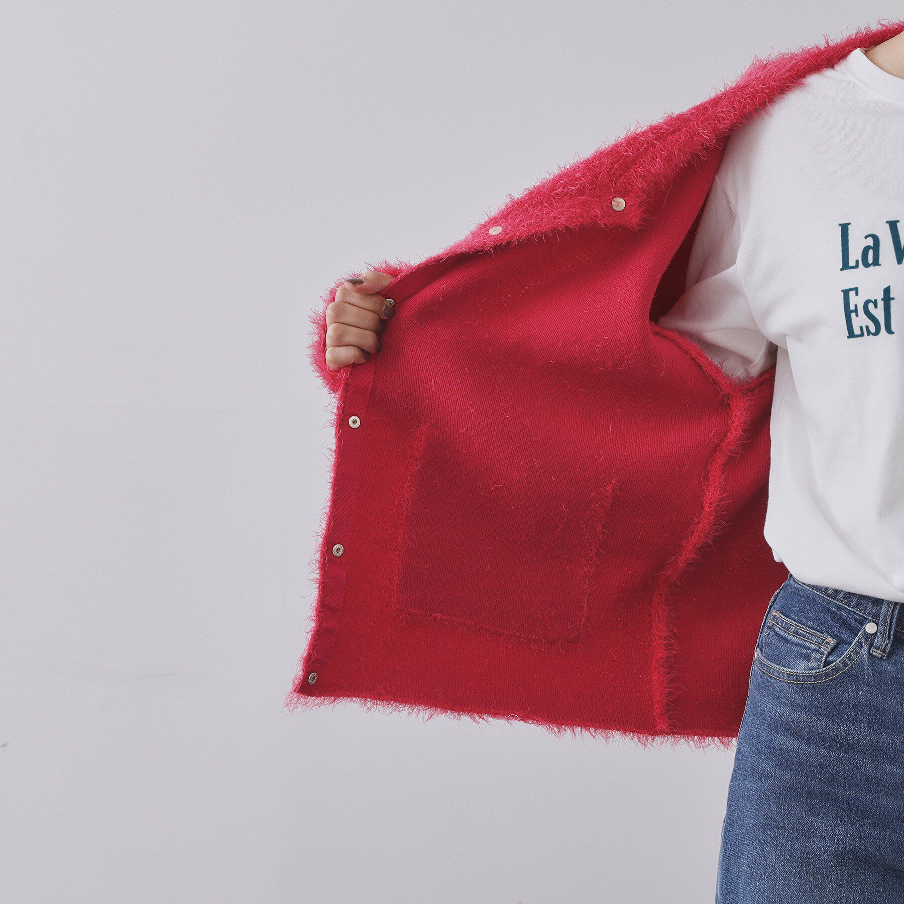 OPAQUE.CLIP「シャギーミドルカーディガン【洗濯機OK】《6col》」|カーディガン|