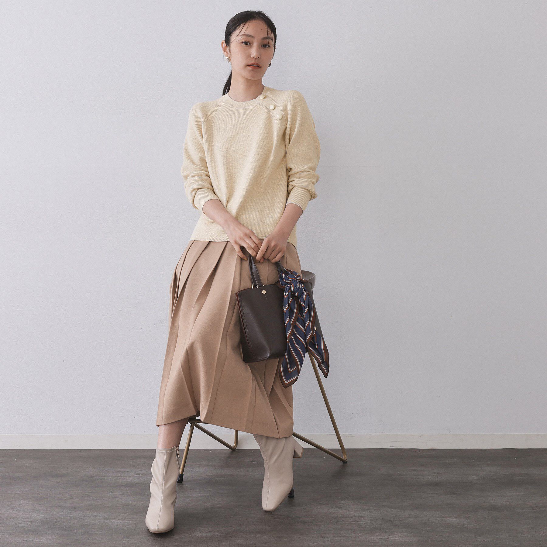 OPAQUE.CLIP「ボタンデザインラメニット【洗濯機OK】」|ニット・セーター|