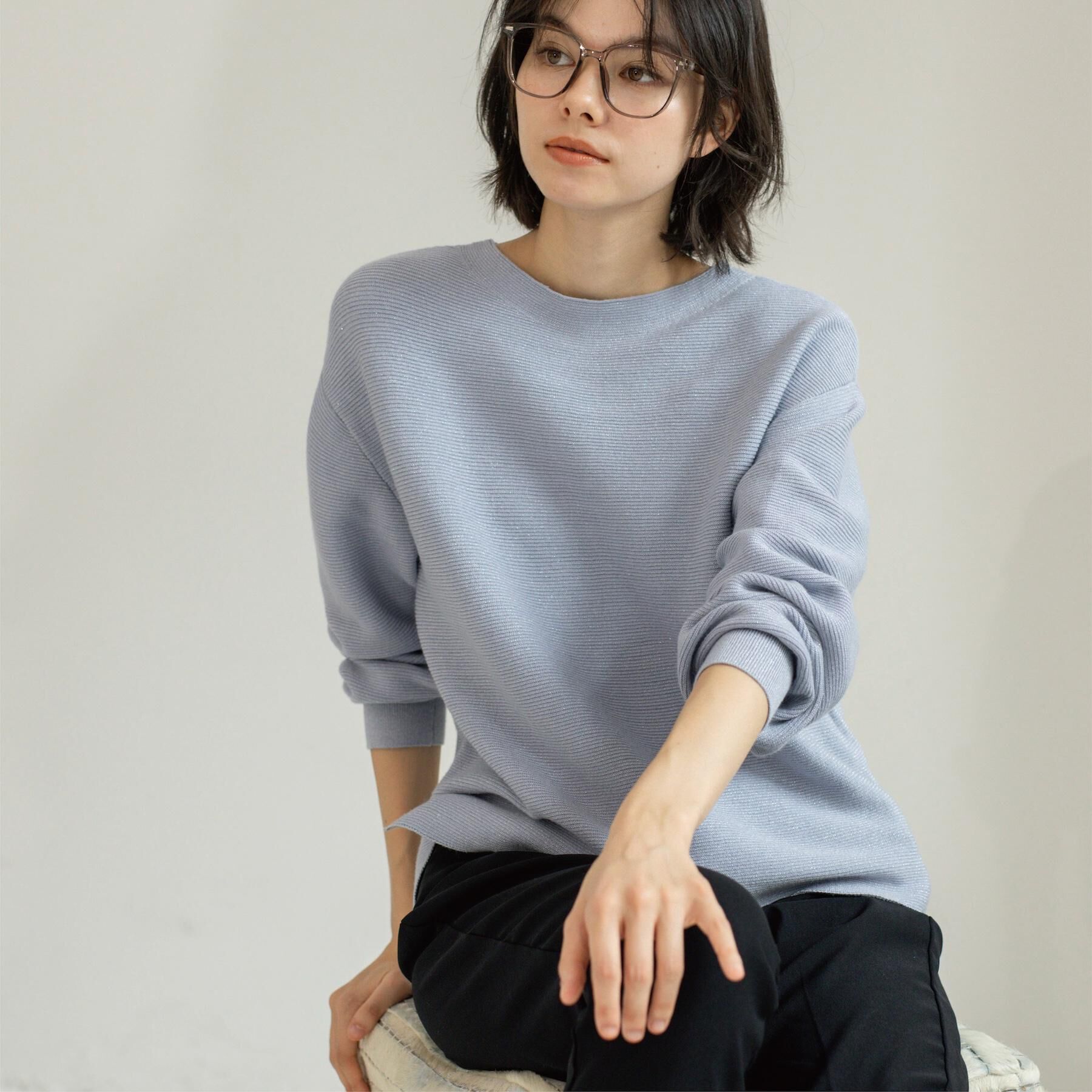 OPAQUE.CLIP「ラメガーターボートネックニット【洗濯機OK】」|ニット・セーター|