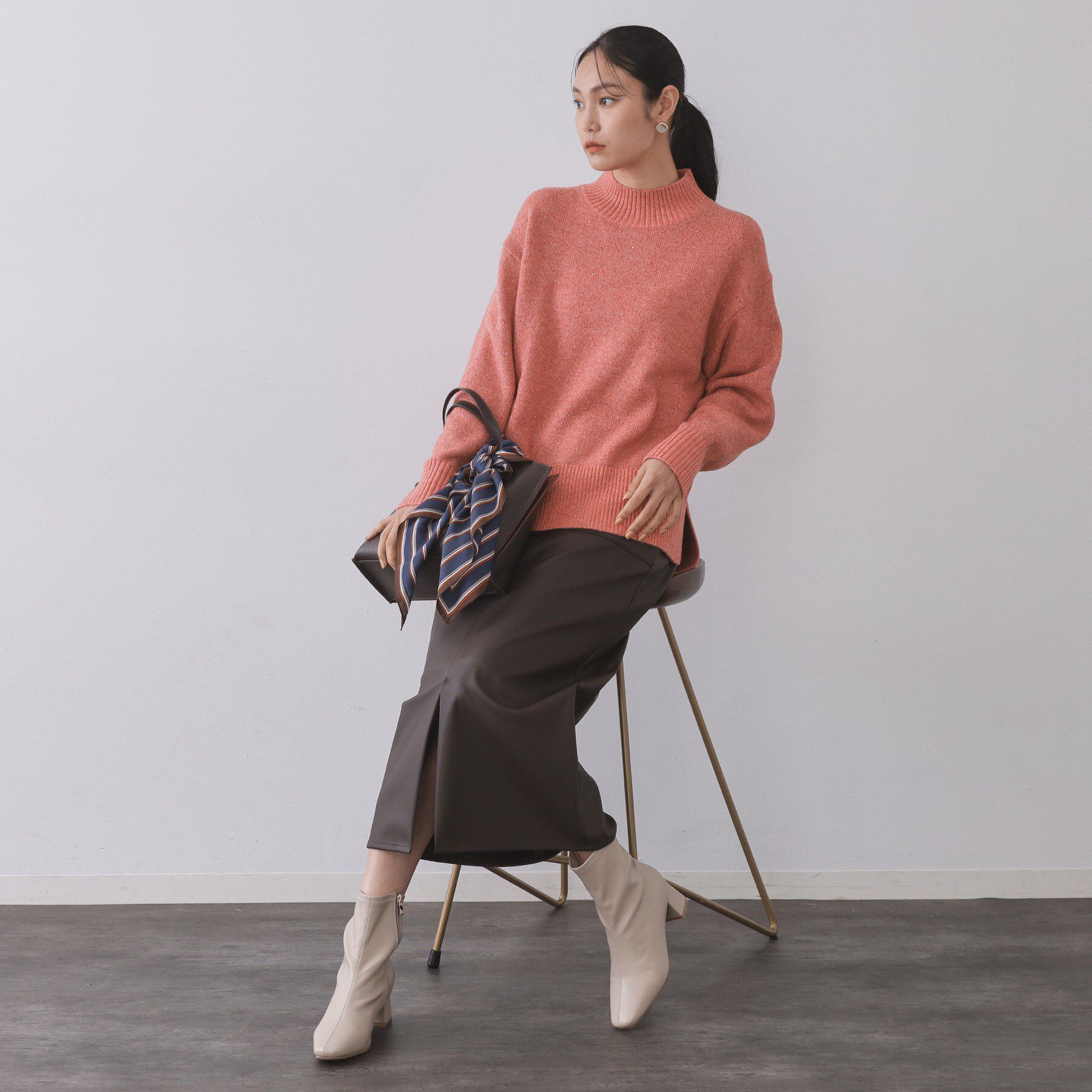 OPAQUE.CLIP「ラメスパンコールハイネックニット/セットアップ対応可【洗濯機OK】」|ニット・セーター|