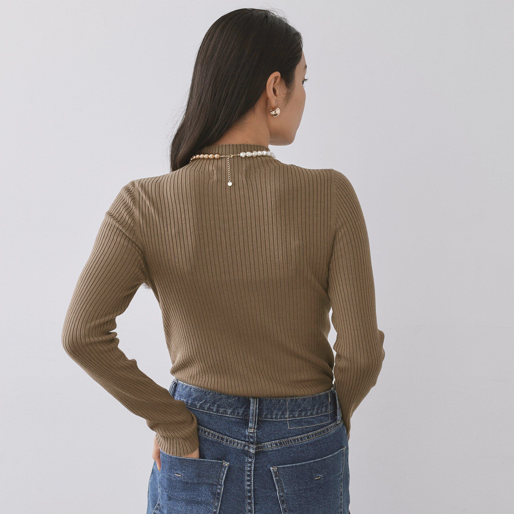 OPAQUE.CLIP「ハイネックリブニット【洗濯機OK】《6col》」|ニット・セーター|