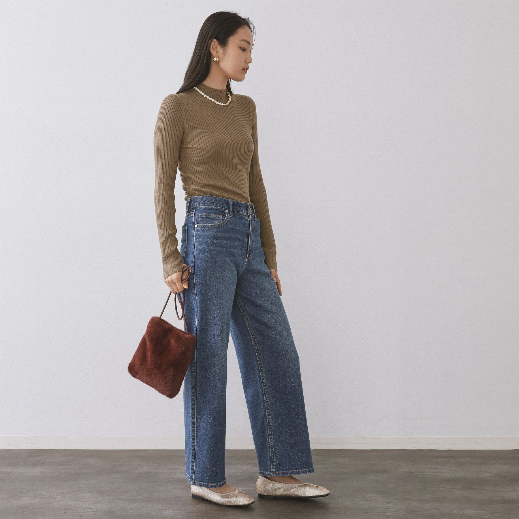 OPAQUE.CLIP「ハイネックリブニット【洗濯機OK】《6col》」|ニット・セーター|