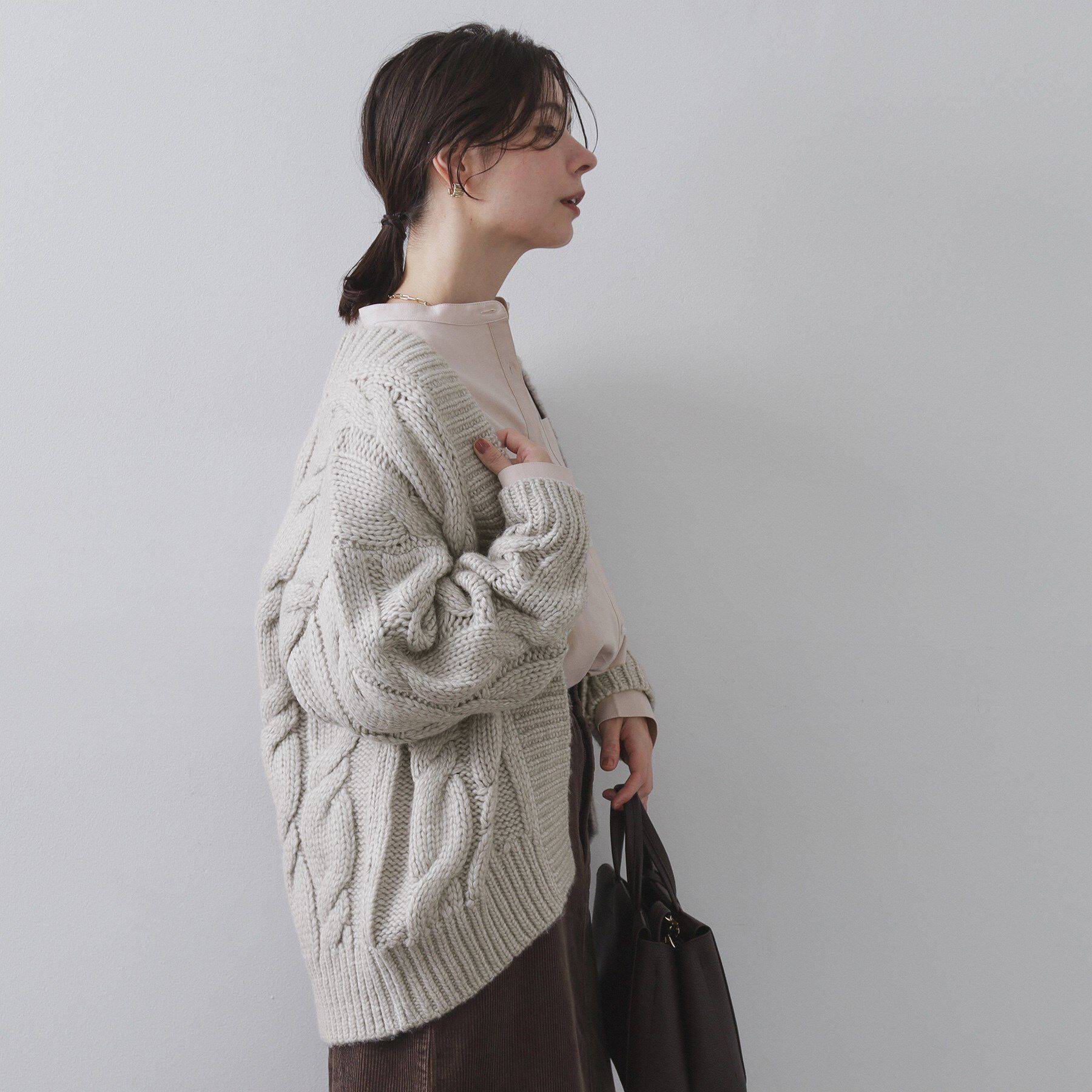 OPAQUE.CLIP「ケーブルローゲージニットカーディガン【洗濯機OK】」|カーディガン|