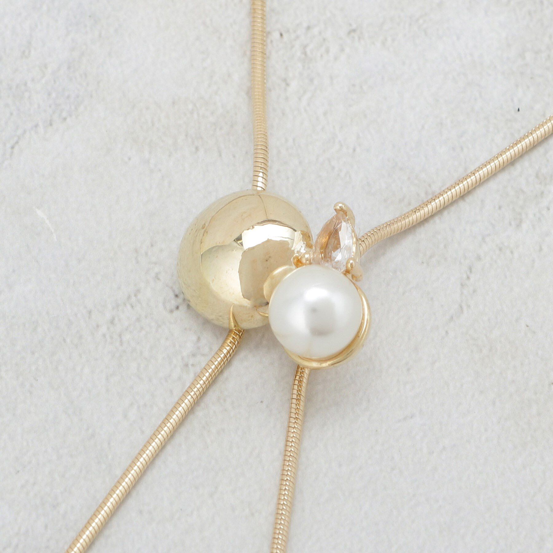 OPAQUE.CLIP「パール調ビジュースライドネックレス」|ネックレス|