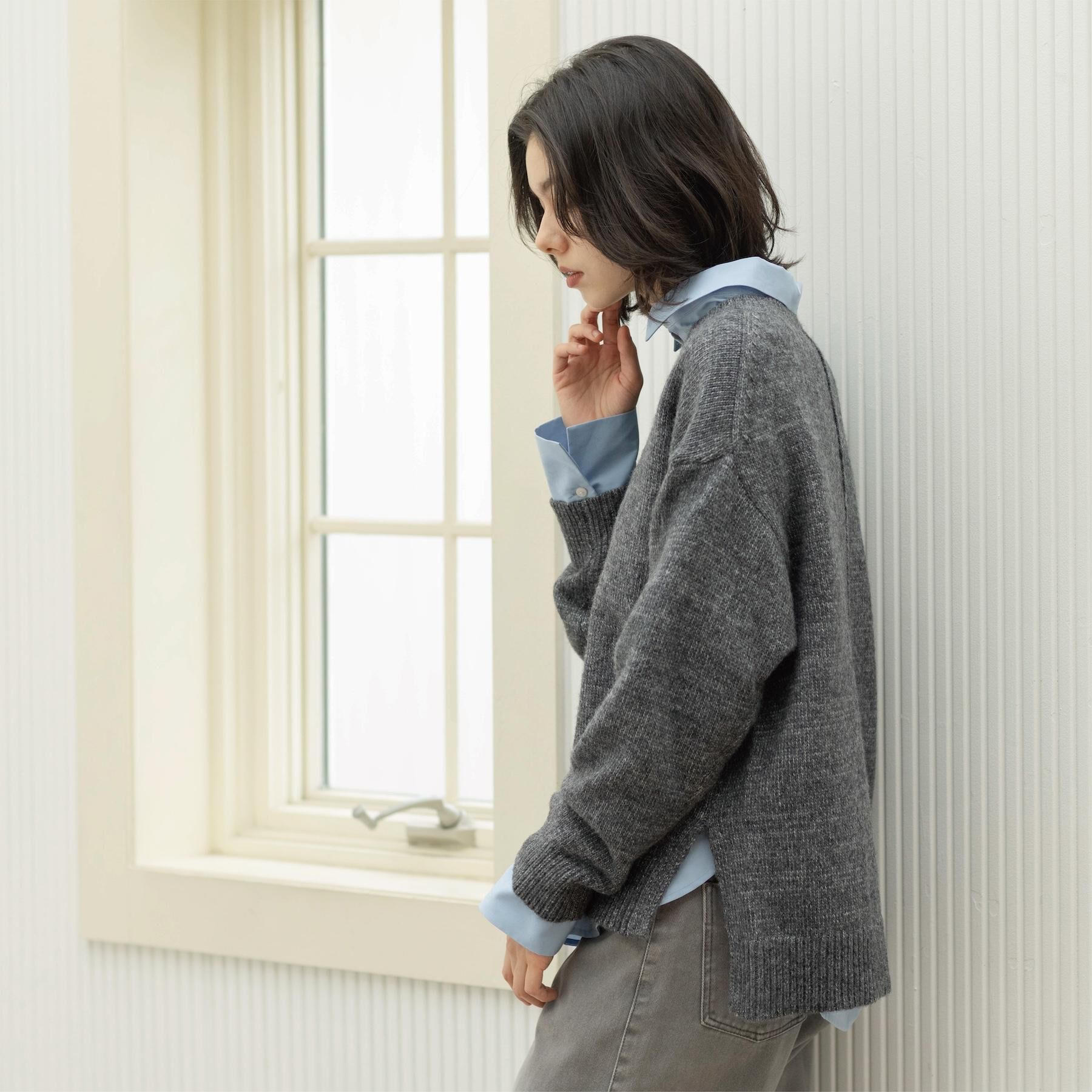 OPAQUE.CLIP「リラクシークルーネックニット【洗濯機OK】」|ニット・セーター|