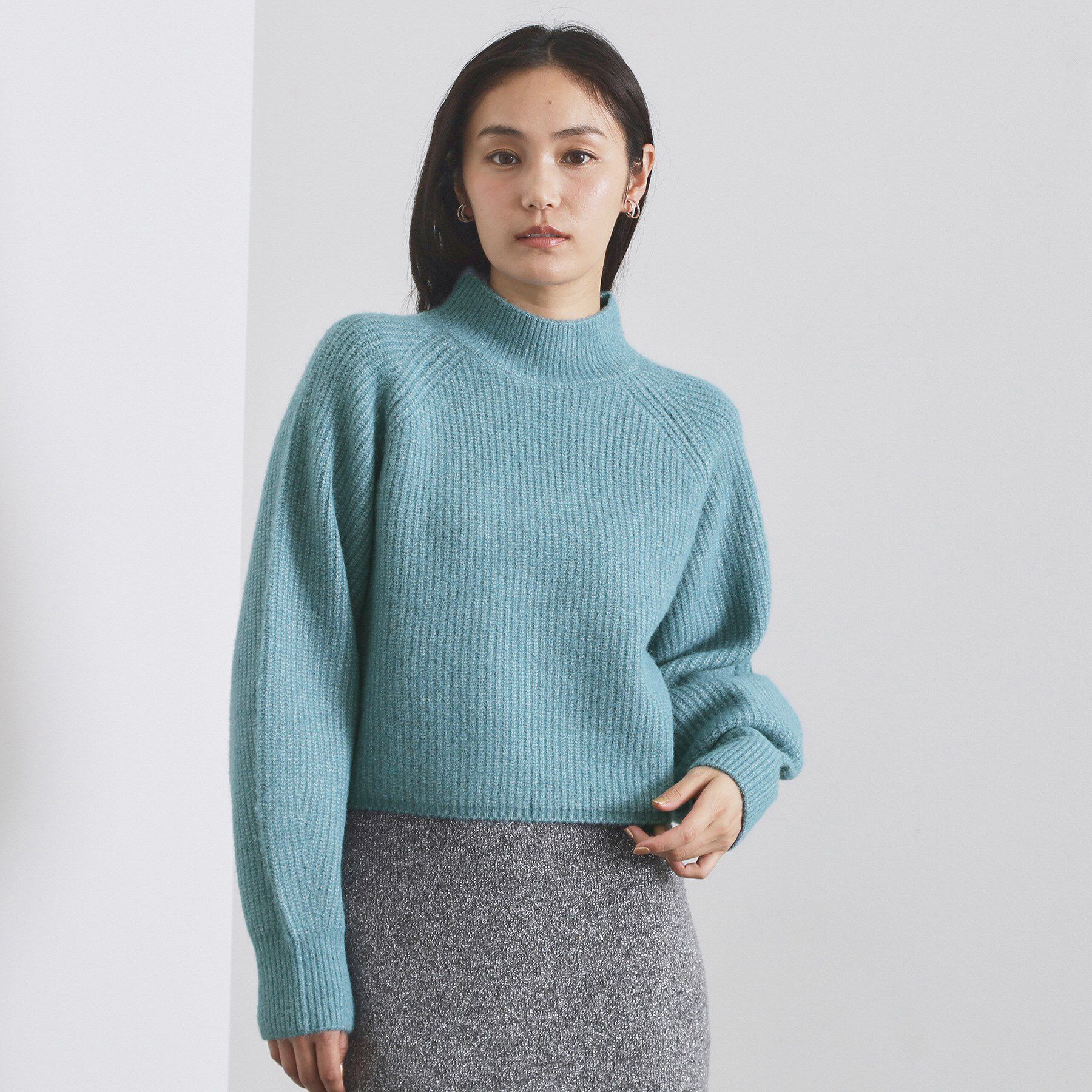 OPAQUE.CLIP「MIXミドルゲージショートあぜニット【洗濯機OK】」|ニット・セーター|