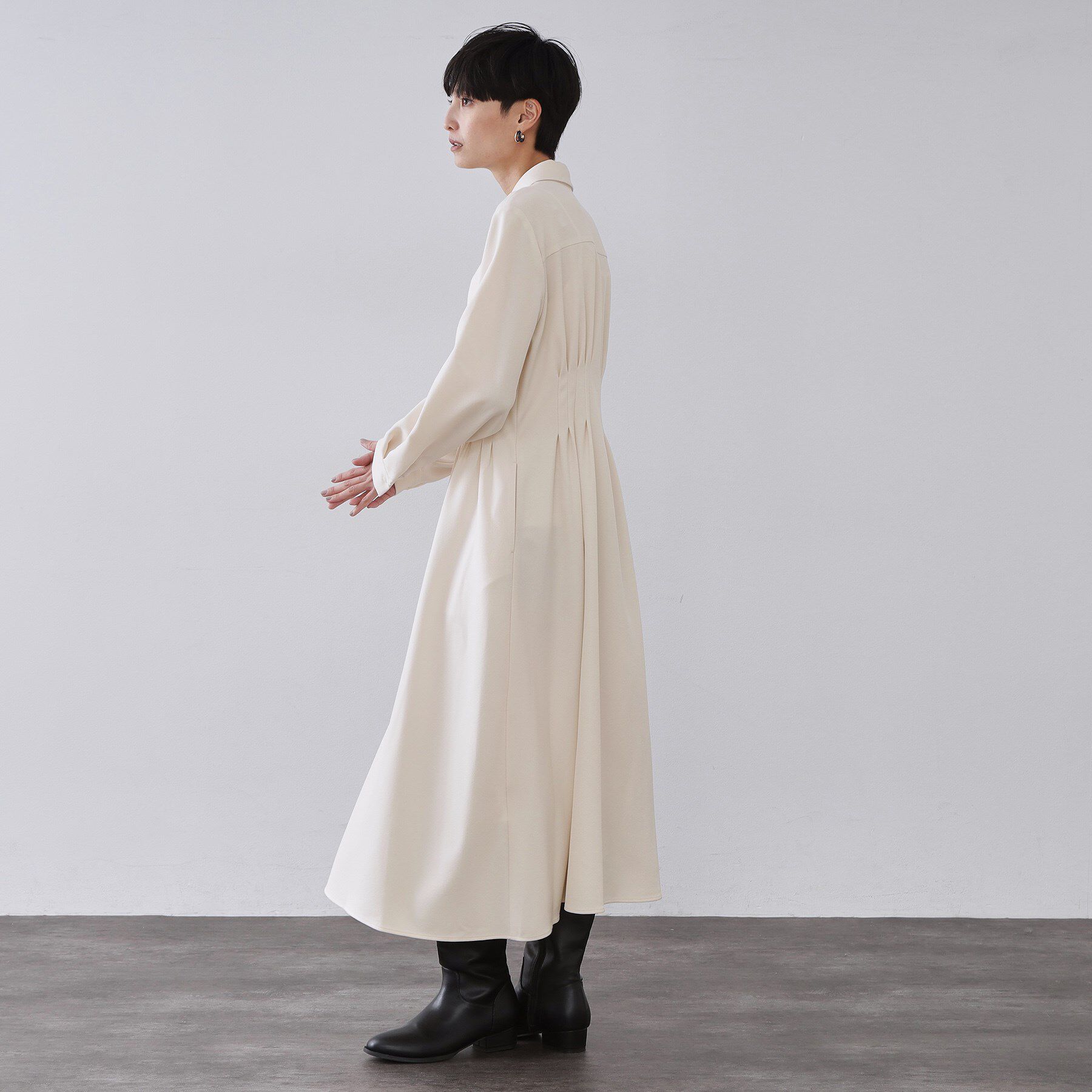 OPAQUE.CLIP「ウエストタックフィット＆フレアワンピース【洗濯機OK】」|ワンピース|