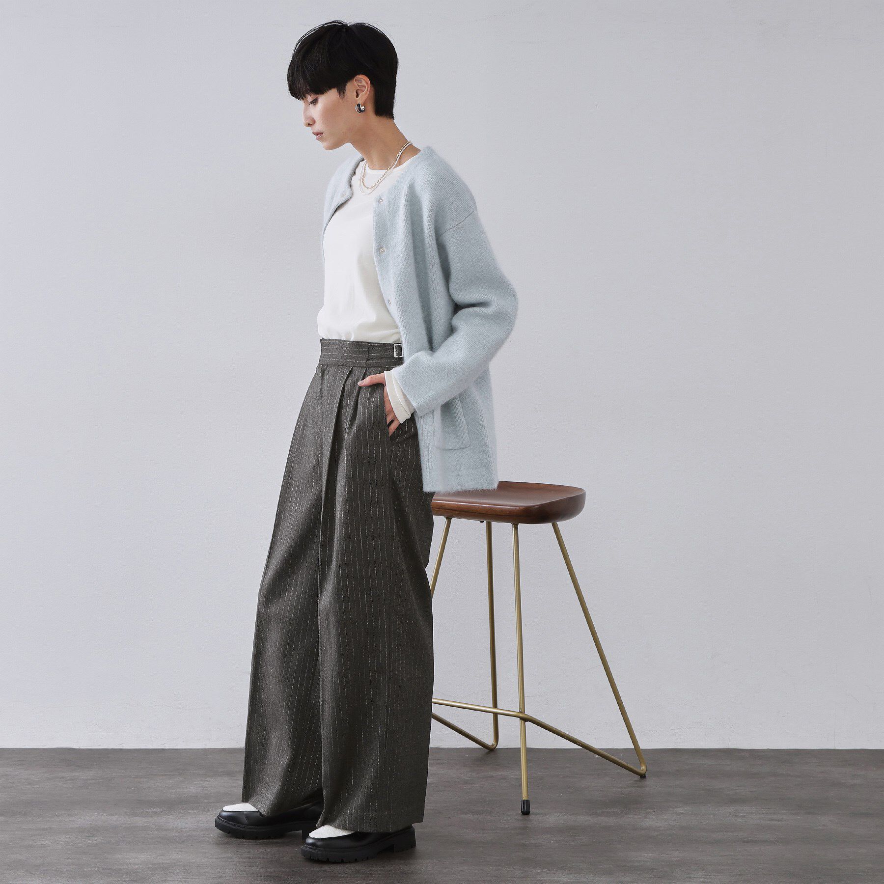 OPAQUE.CLIP「ラメストライプワイドパンツ【洗濯機OK】」|その他|