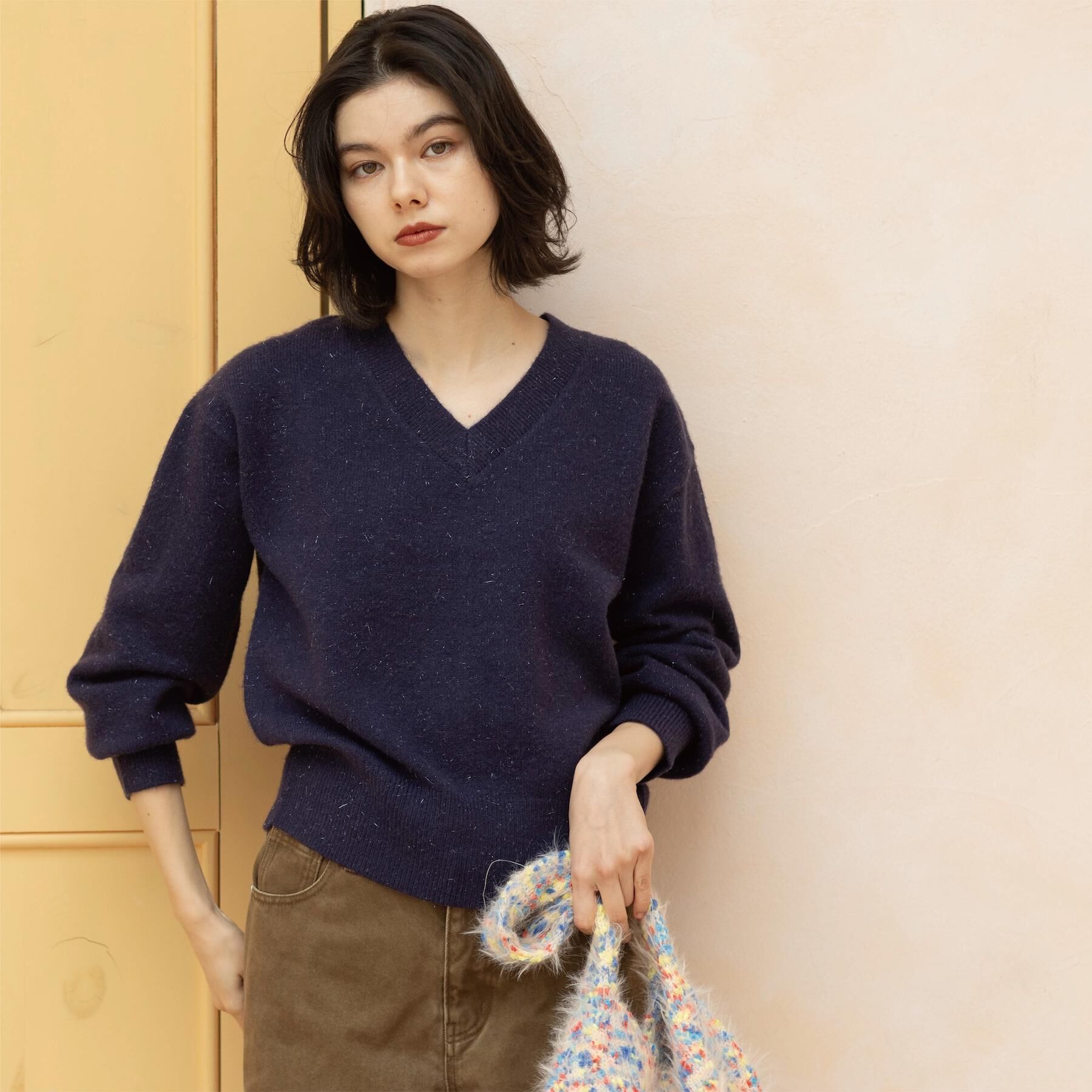 OPAQUE.CLIP「Vネックラメニット【洗濯機OK】」|ニット・セーター|