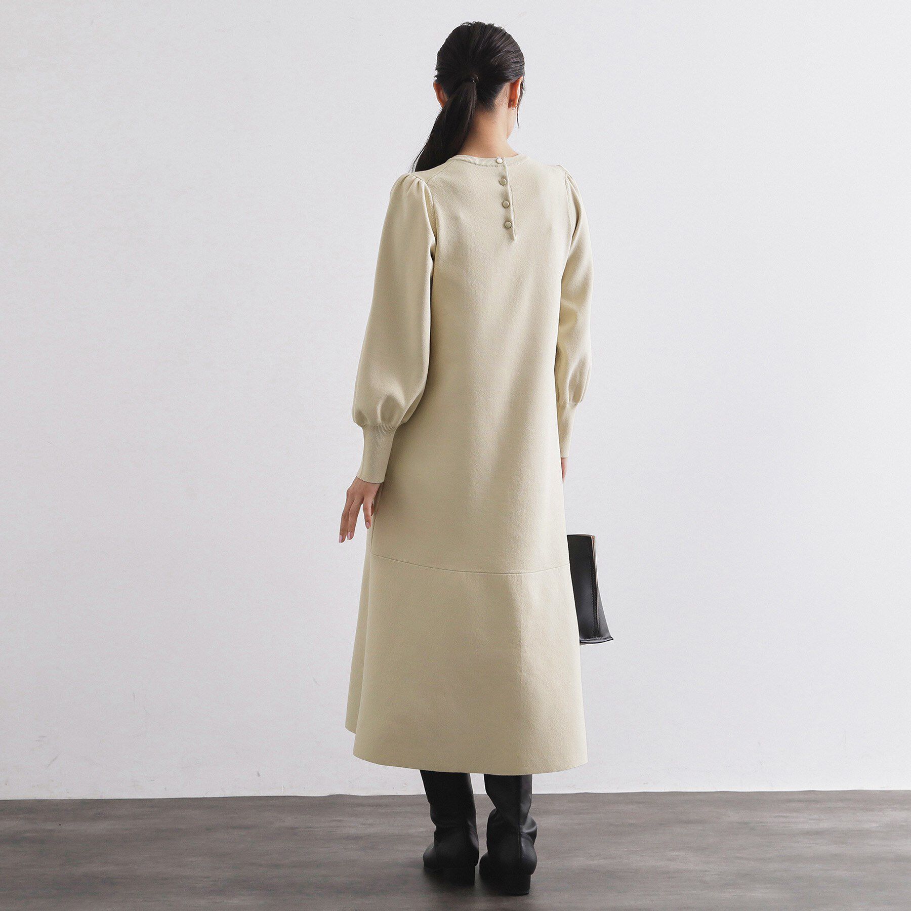 OPAQUE.CLIP「裾フレアニットワンピース【洗濯機OK/抗ピル】」|ワンピース|