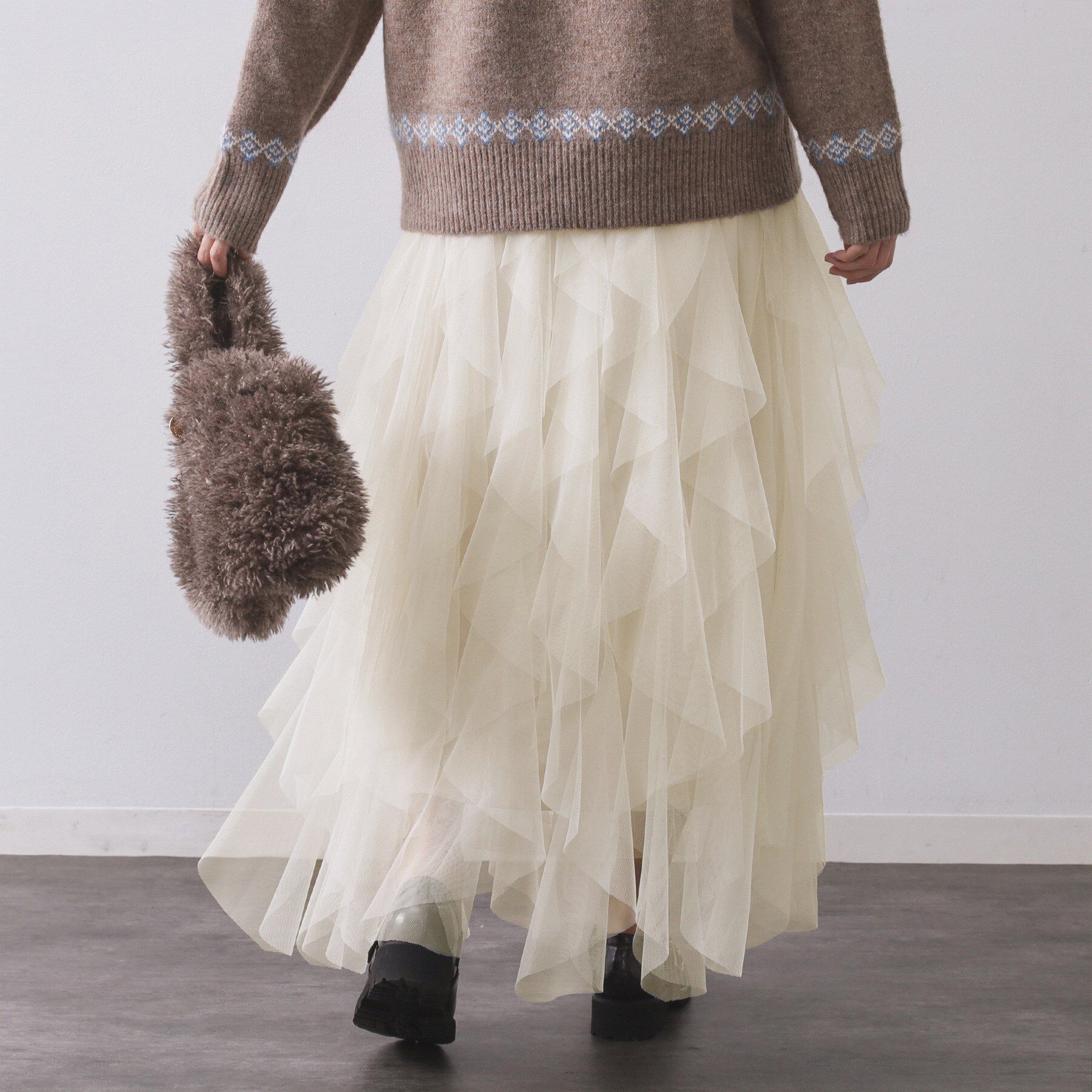 OPAQUE.CLIP「ラッフルチュールイージースカート【洗濯機OK】」|スカート|