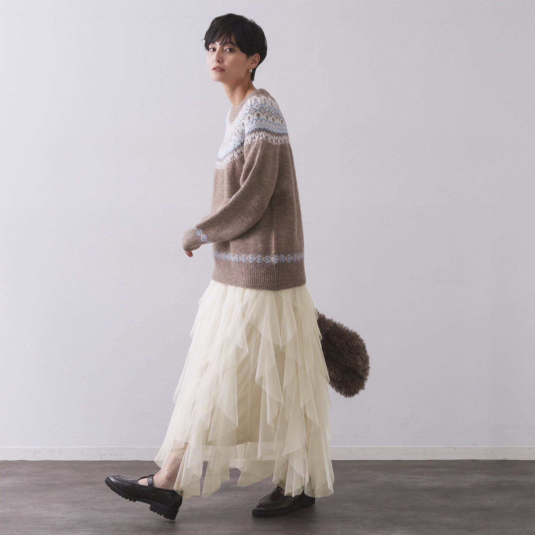 OPAQUE.CLIP「ラッフルチュールイージースカート【洗濯機OK】」|スカート|