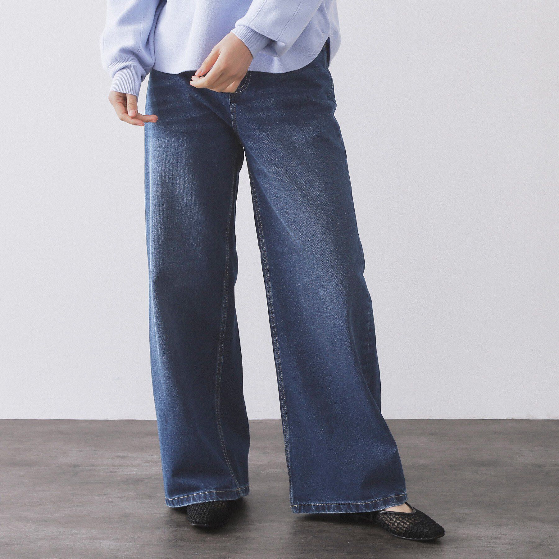 OPAQUE.CLIP「ストレートデニムパンツ【洗濯機OK】《S～LL》」|デニム|ブルー(093)