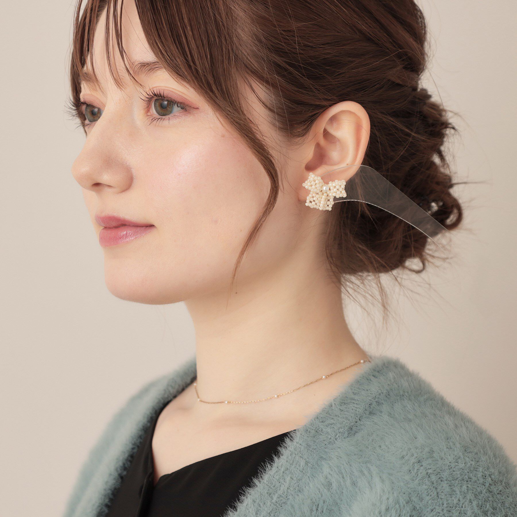 Couture broach「パール調リボンモチーフピアス」|ピアス|