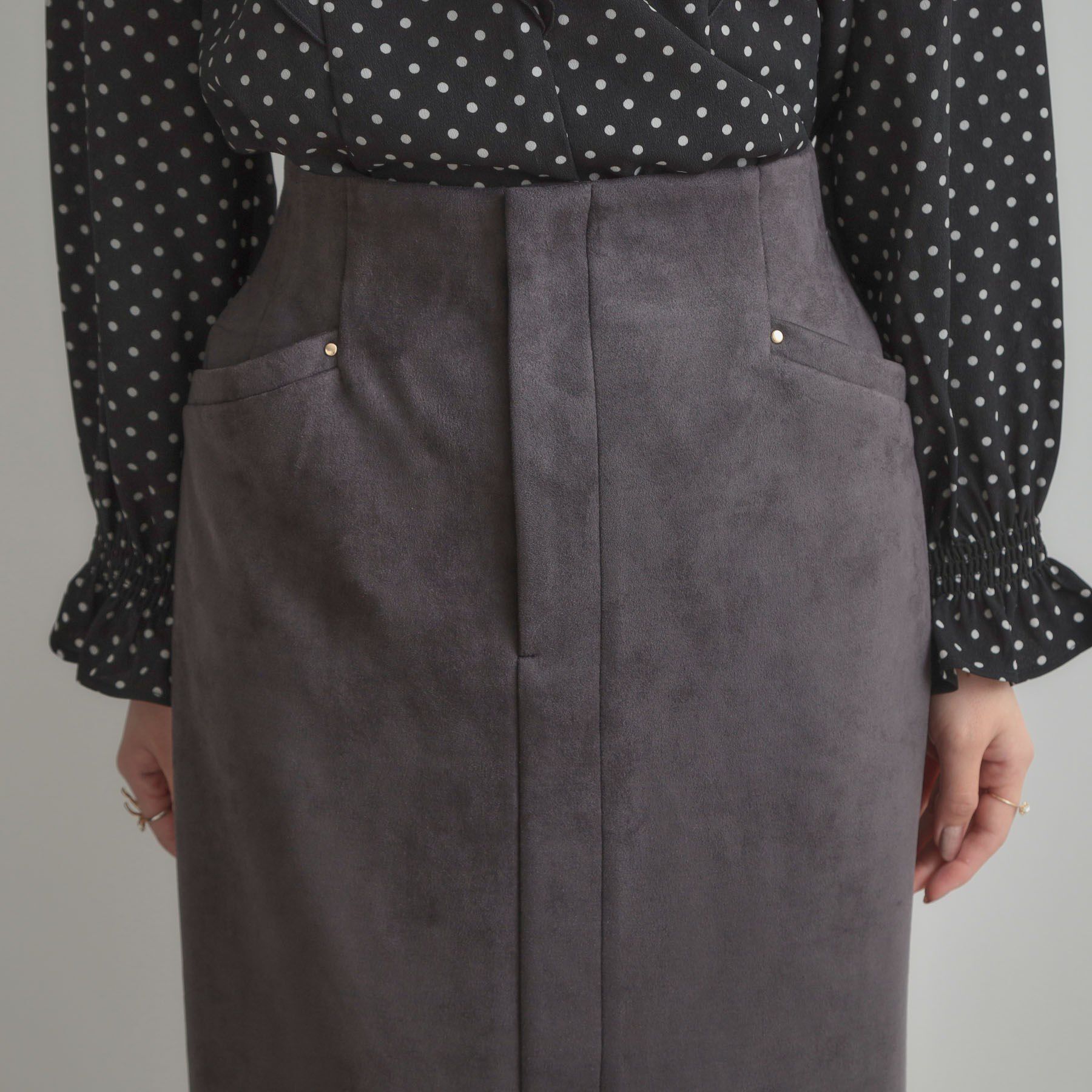 Couture broach「【洗える・ストレッチ・通勤】スエード調ダンボールIラインスカート」|スカート|