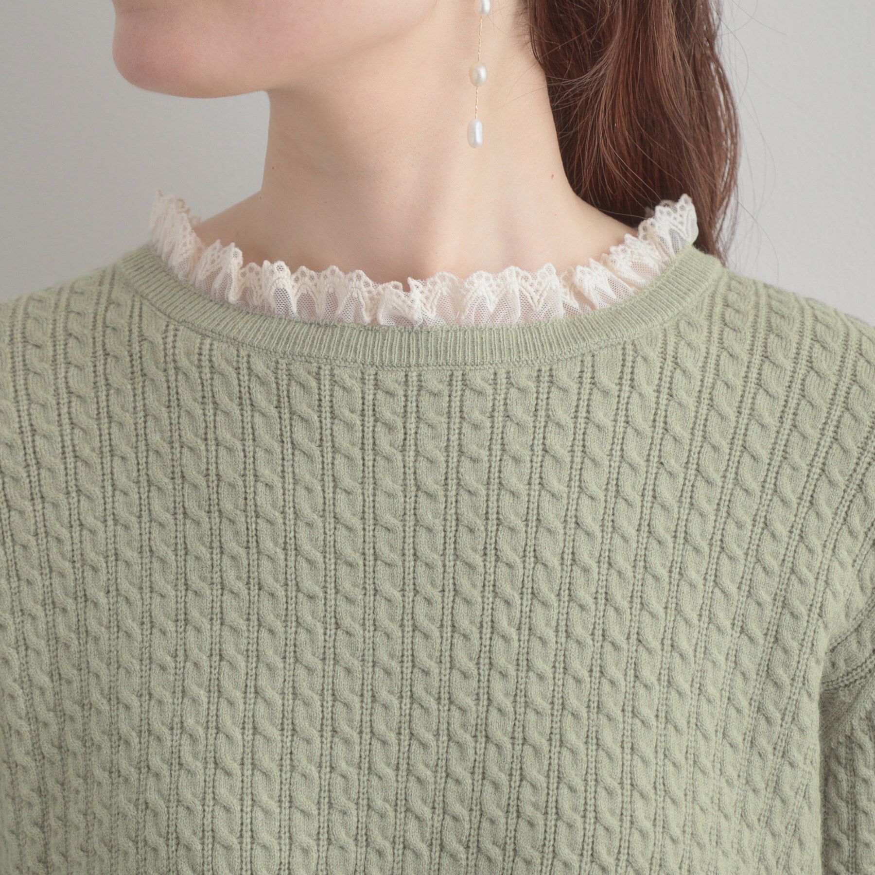 Couture broach「【大人上品・着映え】ケーブルレース バックリボンニット」|ニット・セーター|