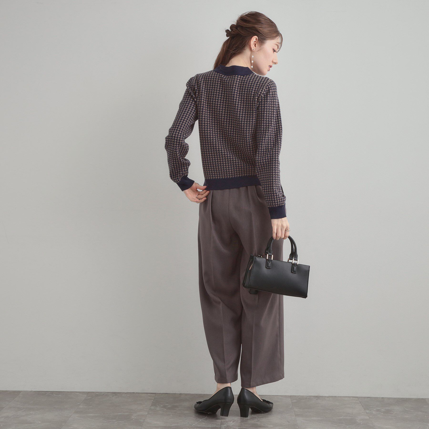 Couture broach「【クラシカル・大人レディ】千鳥ジャカードパール調タイニットトップス」|ニット・セーター|