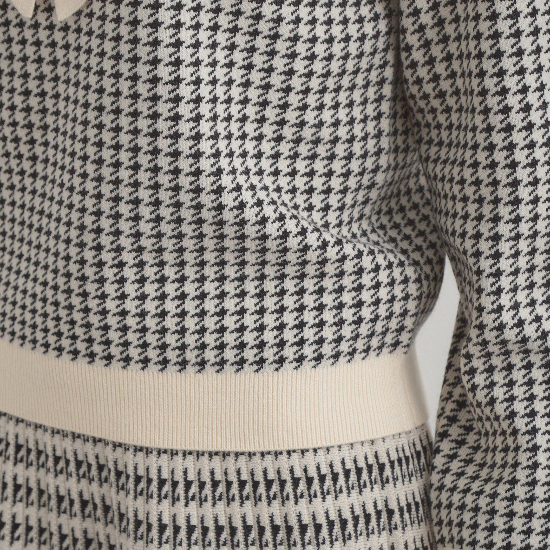 Couture broach「【クラシカル・大人レディ】千鳥ジャカードパール調タイニットトップス」|ニット・セーター|