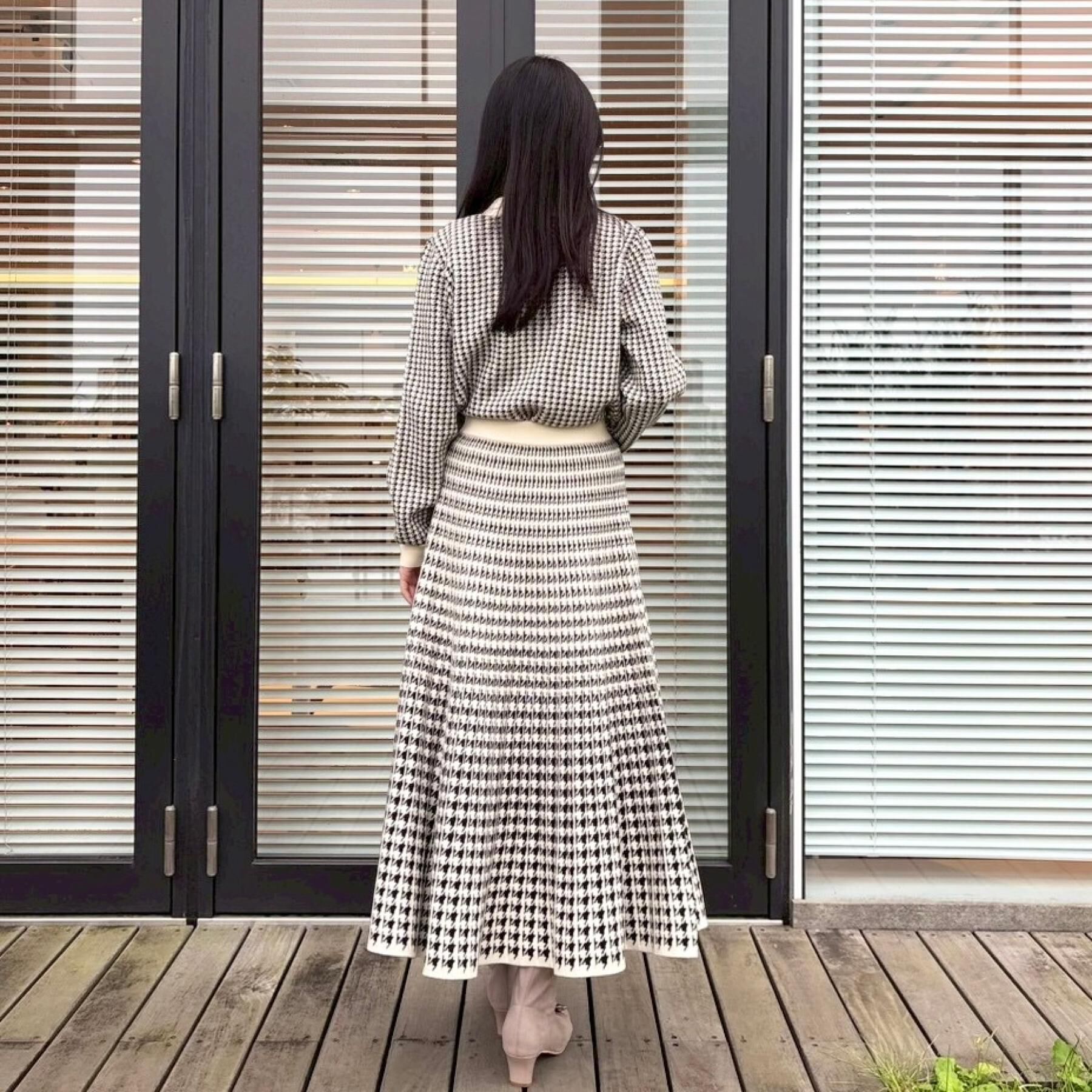 Couture broach「【クラシカル・大人レディ】千鳥ジャカードパール調タイニットトップス」|ニット・セーター|